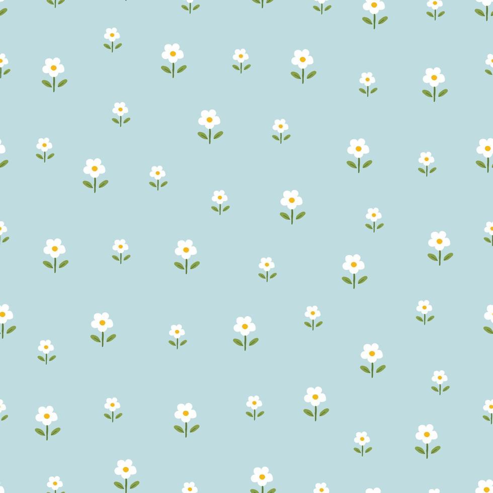980x980 Seamless pattern small flower background randomly placed on blue background hand drawn design in cartoon style Used for prints, wallpaper, fabrics, textiles Vector illustration