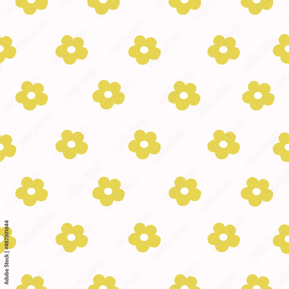 1000x1000 Yellow small flower pattern white background for fabric, print, wallpaper, fashion Stock Illustration