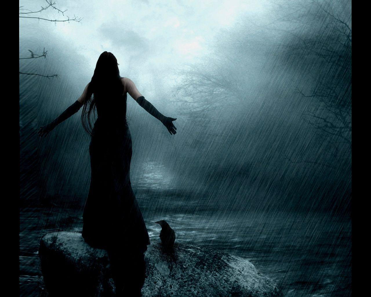 1280x1024 I love the rain. Girl in rain, Rainy day wallpaper, Gothic wallpaper