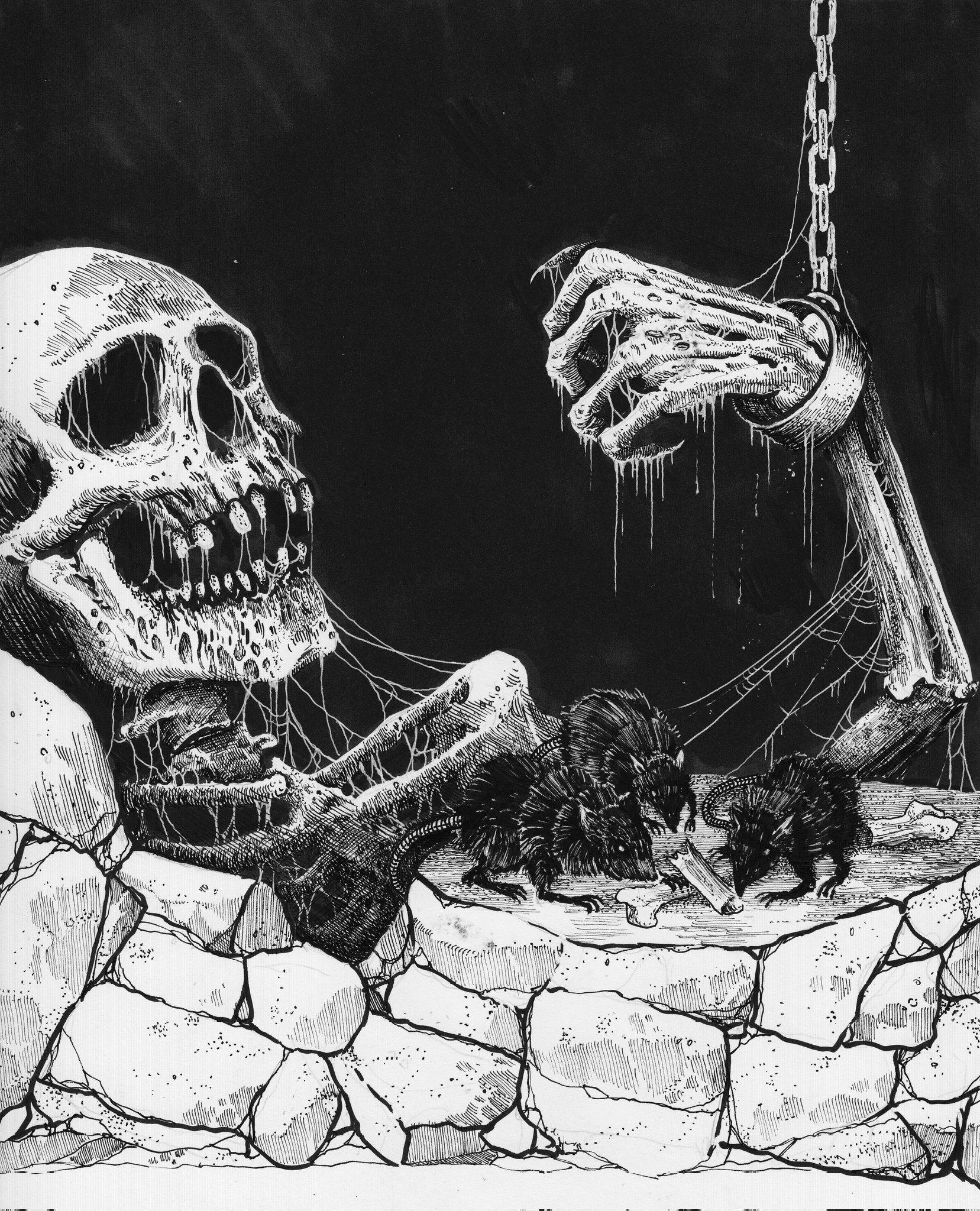 1657x2048 Dementia 13 cover art drawing by the amazing Mark Riddick for our 2015 album Ways of Enclosure out on