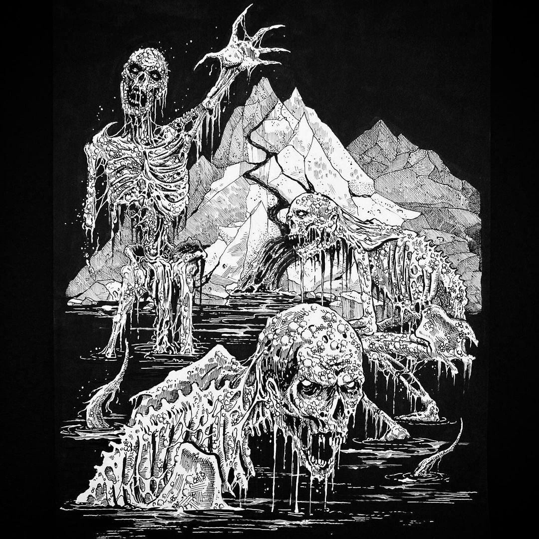 1080x1080 T Shirt Illustration For The Death Metal Band Crypt Crawlers By Mark Riddick