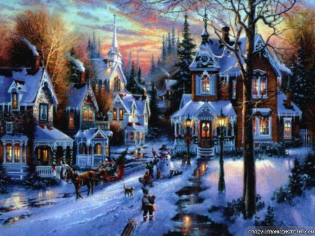 1024x768 Vintage Christmas Village Wallpaper. Kerstmis scènes, Kerst dorp vertoning, Kerst