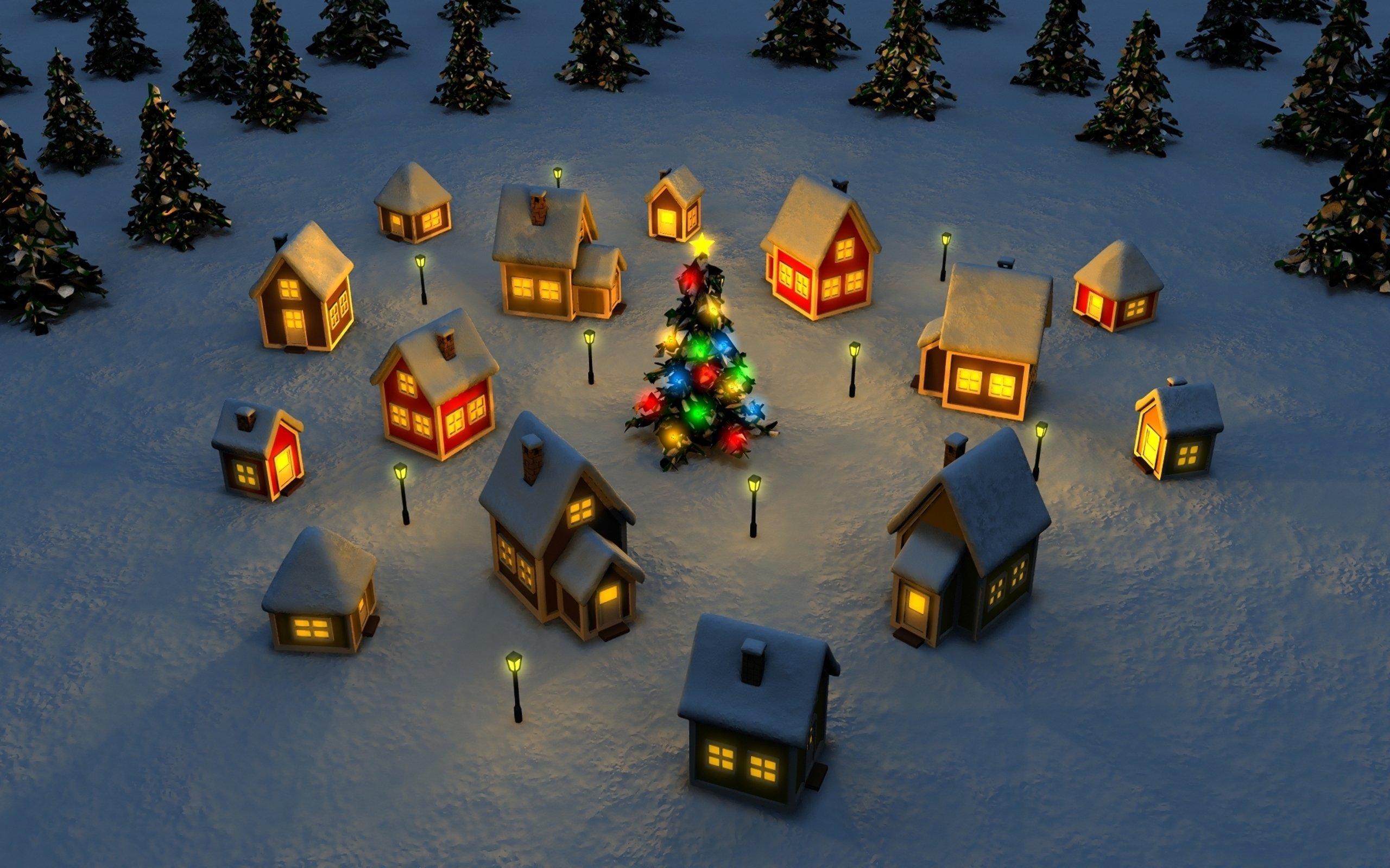 2560x1600 Merry Christmas holiday vacation gifts tree happy beautiful santa snowman lights wallpaperx1600