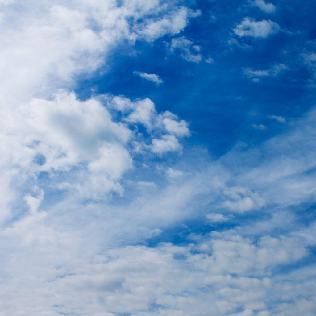 1024x1024 White Clouds On The Blue Sky Nature iPad Wallpaper Free Download
