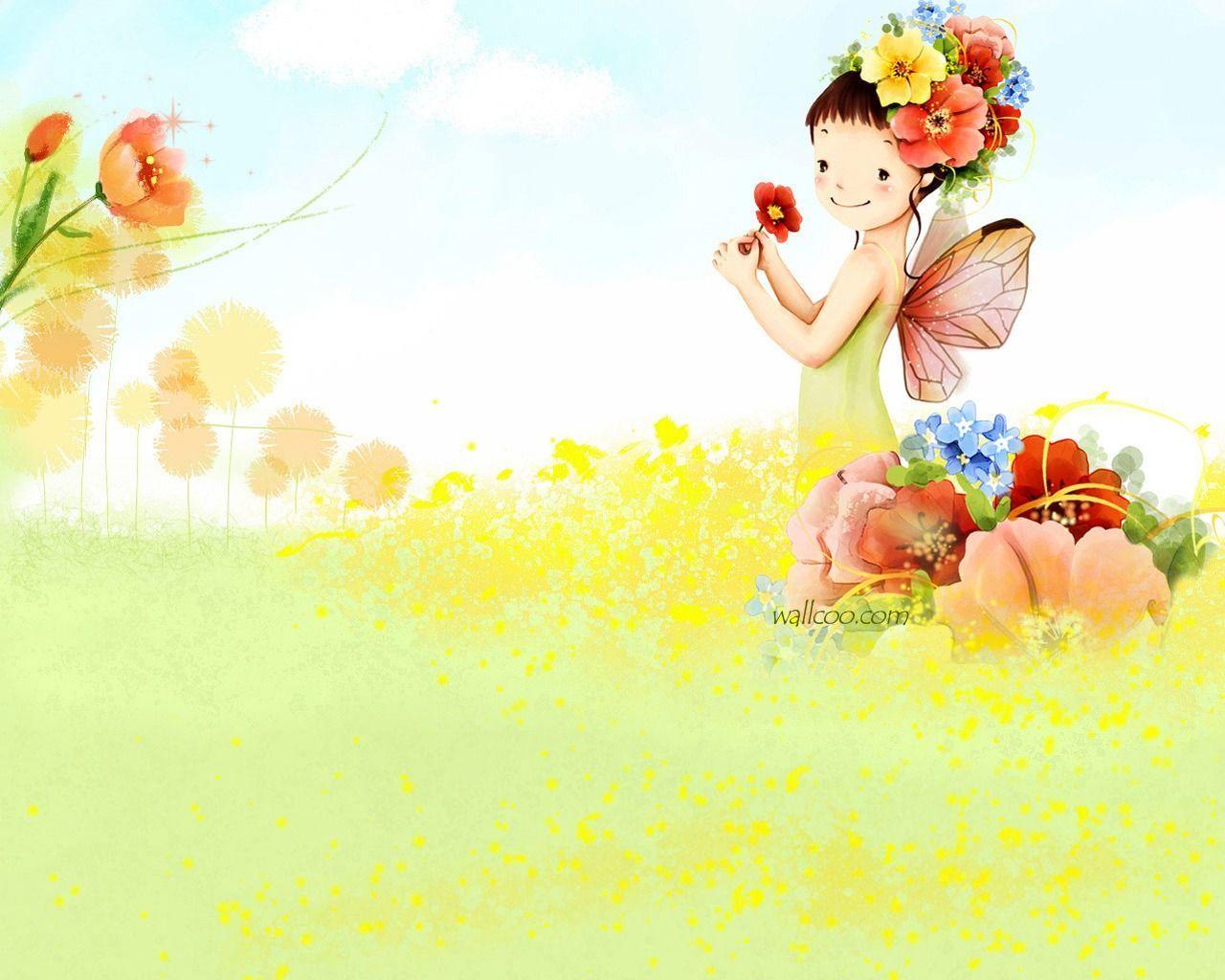 1280x1024 Cartoon Girl Wallpaper