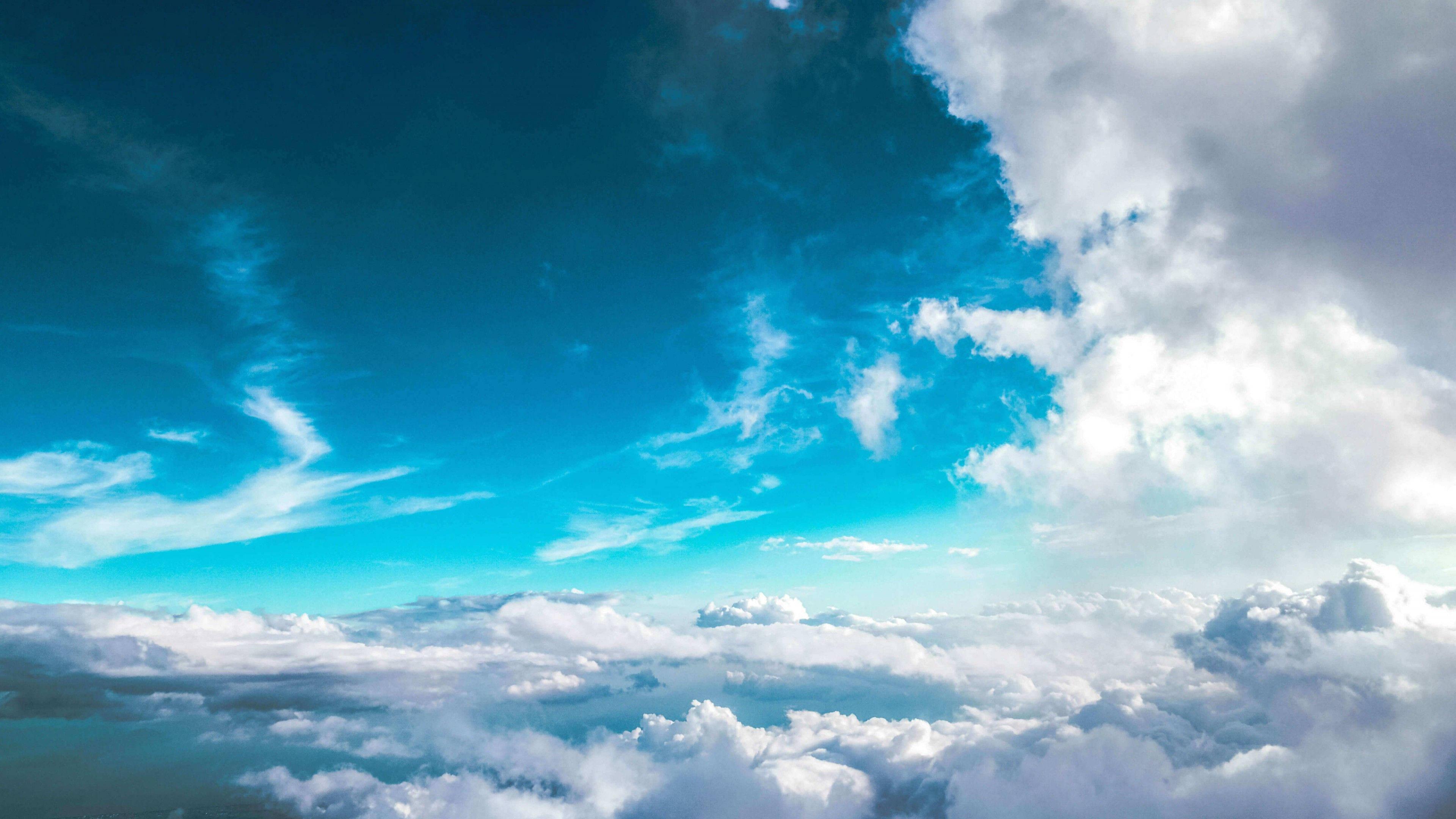 3840x2160 Download Aqua Blue Sky And Cloud Wallpaper