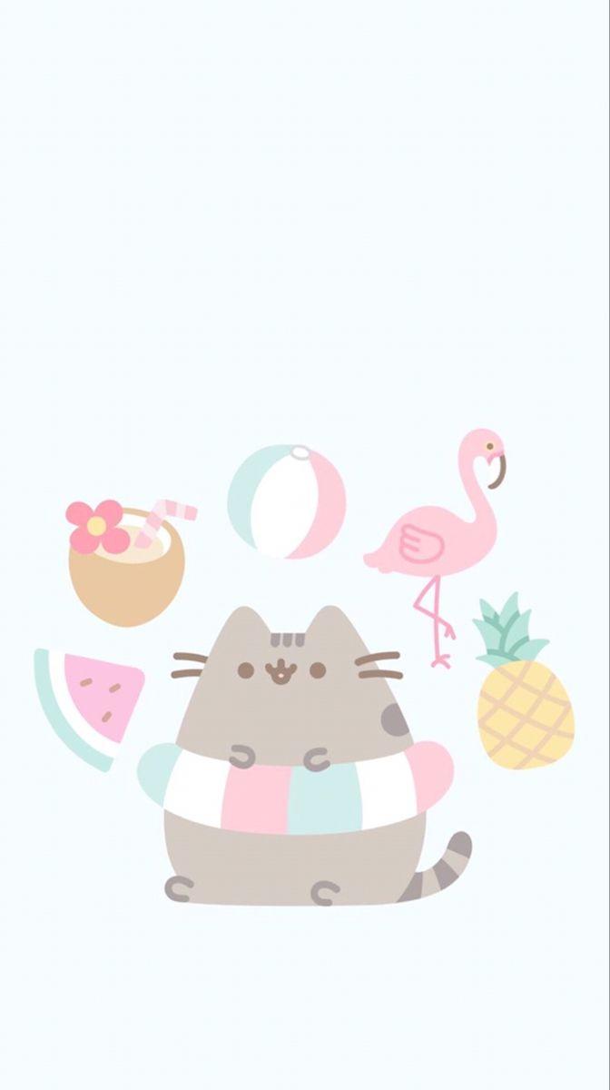 672x1200 Tropical. Pusheen cute, Cat wallpaper, Cat phone wallpaper