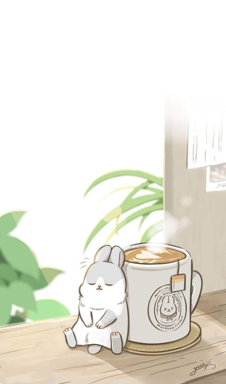 736x1251 Relaxing tea. Rabbit wallpaper, Cute drawings, Kawaii wallpaper