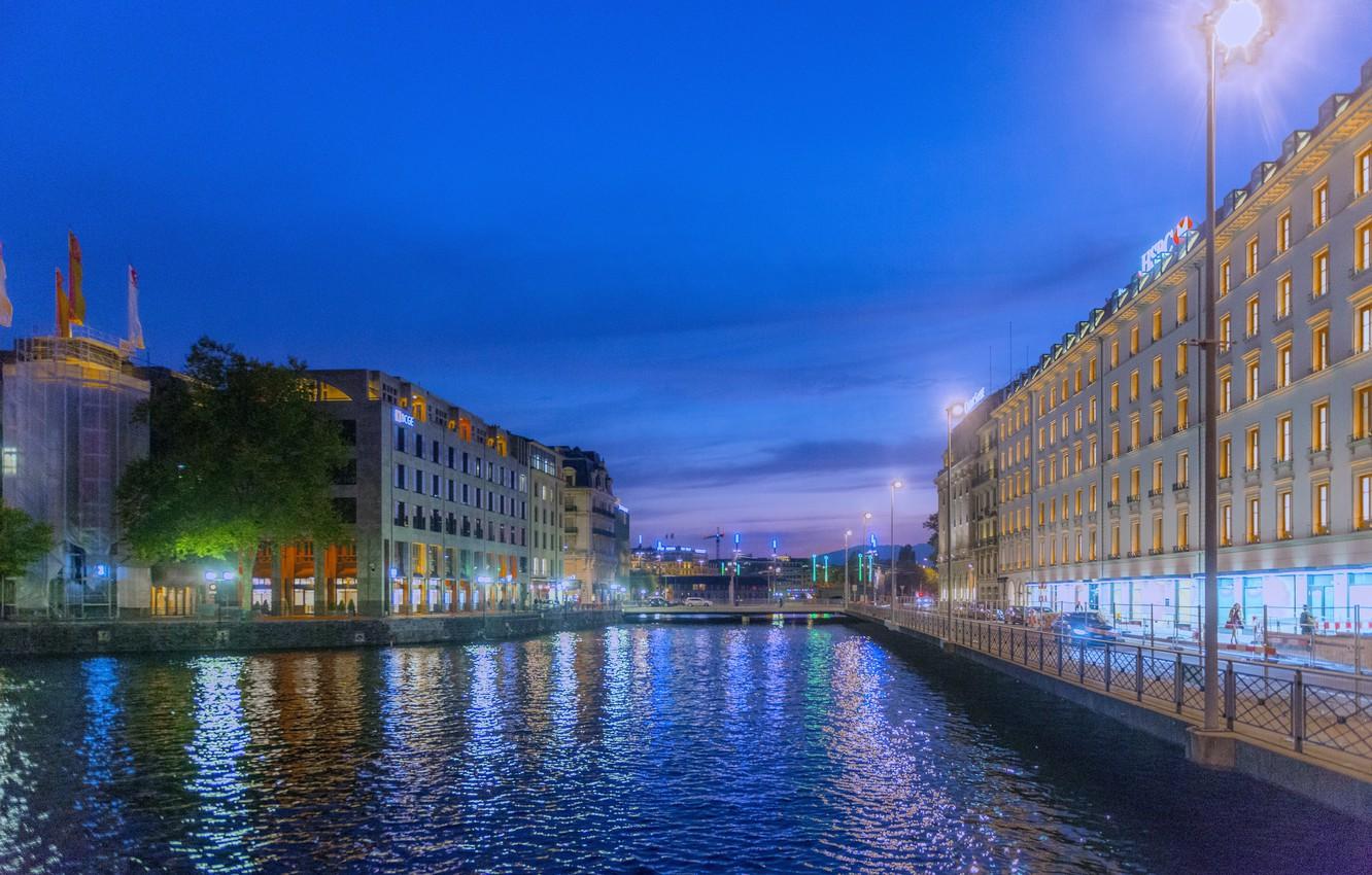 1332x850 Wallpaper night, building, Switzerland, Switzerland, night, street, Geneva, Geneva image for desktop, section город