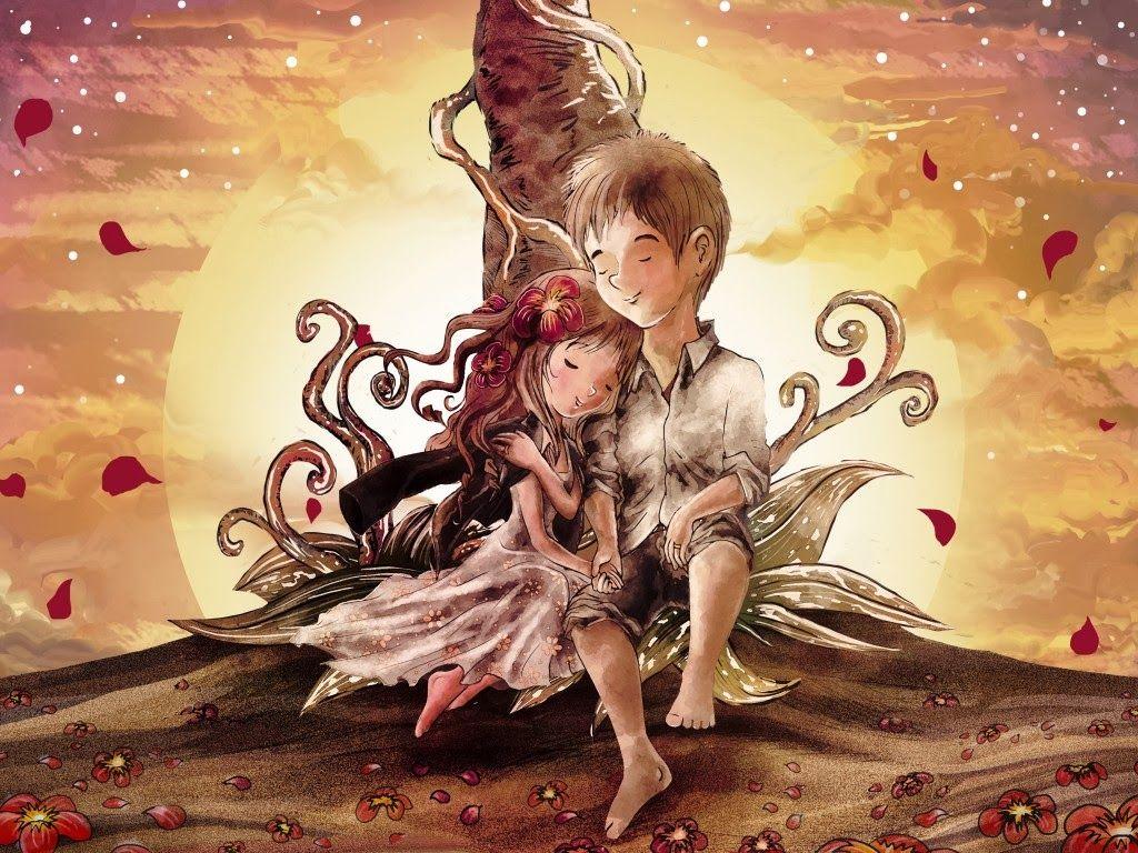 1024x768 Animated Cartoon Couple Wallpaper
