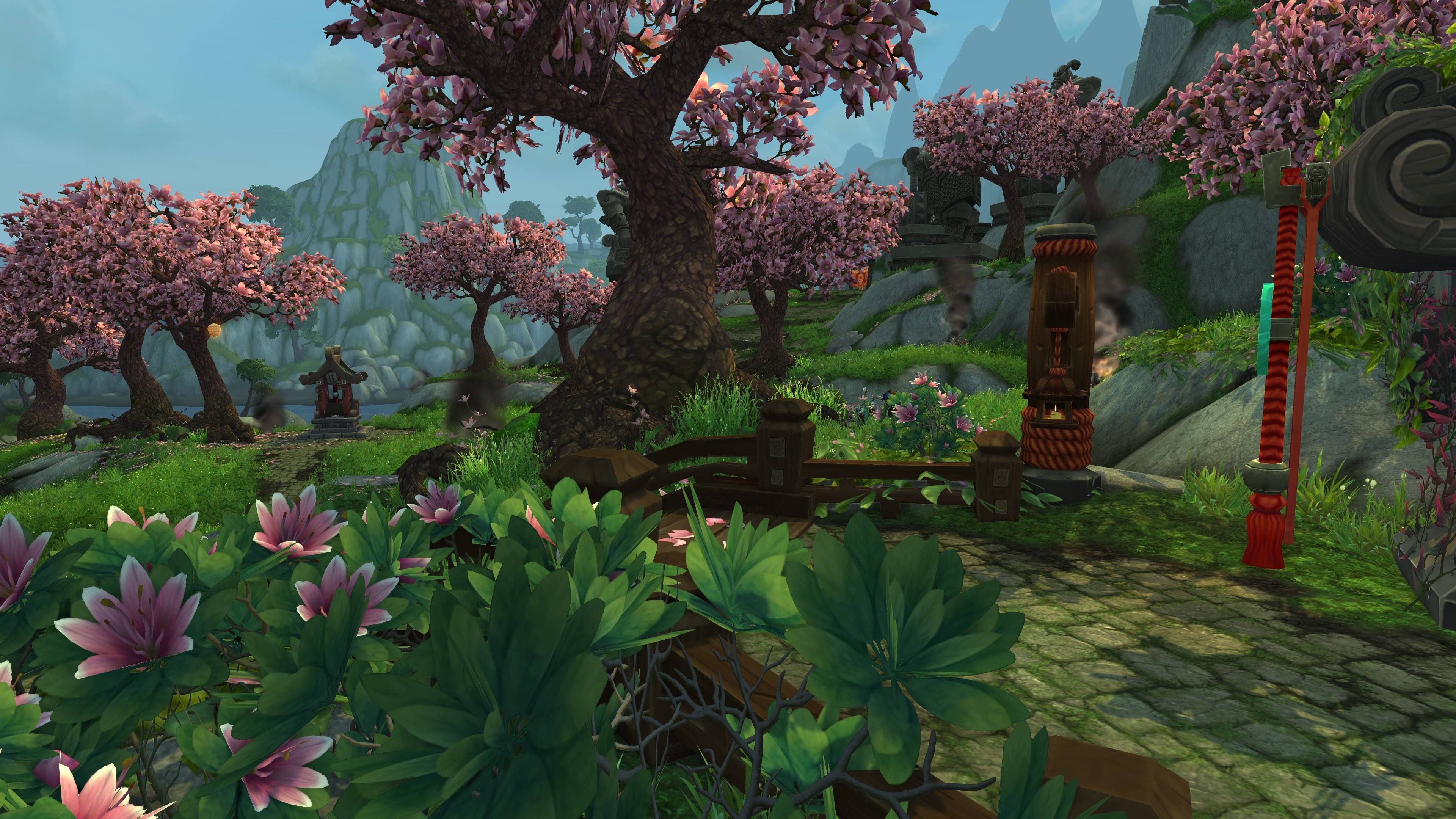3840x2160 Flower Garden in the game World of Warcraft Mists of Pandaria Desktop wallpaper 1680x1050