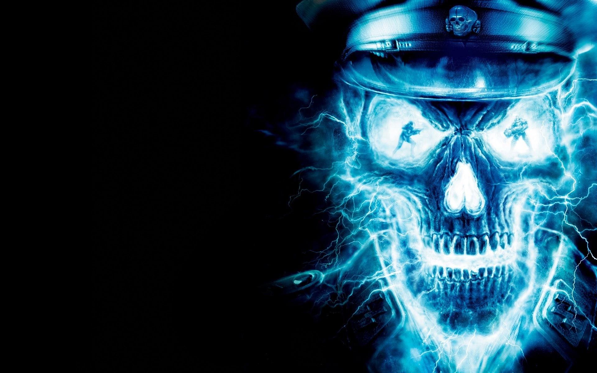 1920x1200 WallpaperD wallpaper. photo. picture. skull, lightning, blue, electrified, eyes