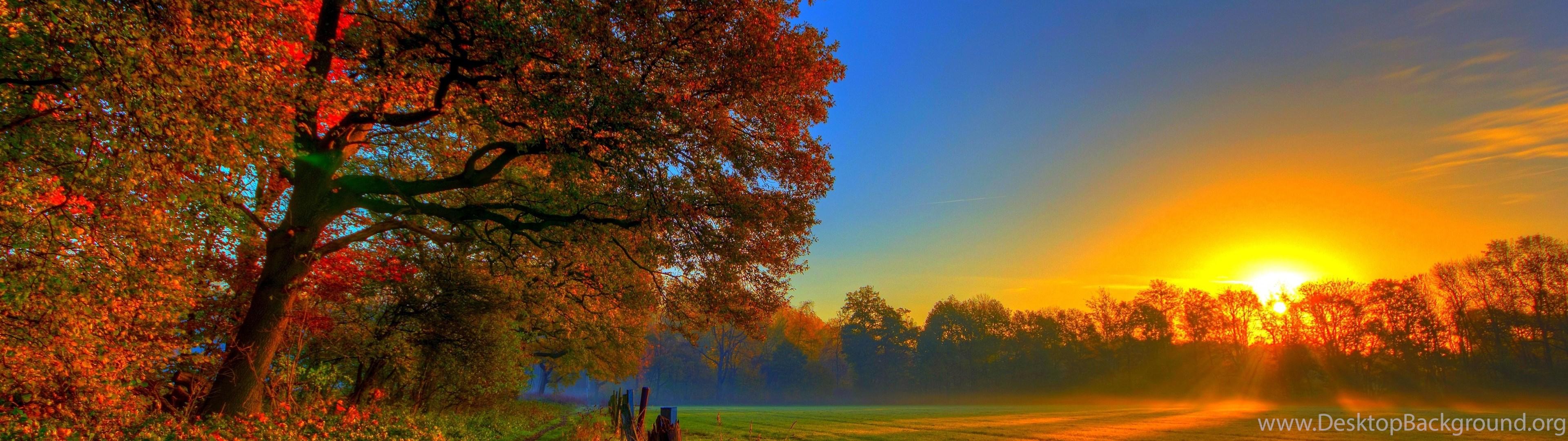 3840x1080 Dual Monitor Autumn Wallpaper