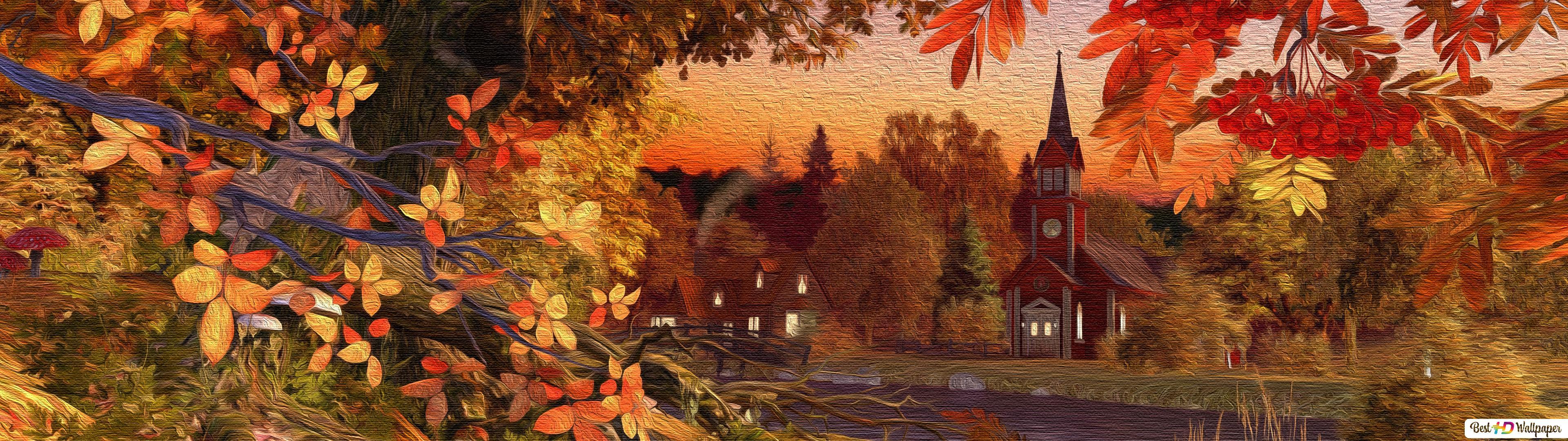 3840x1080 Autumn HD wallpaper download