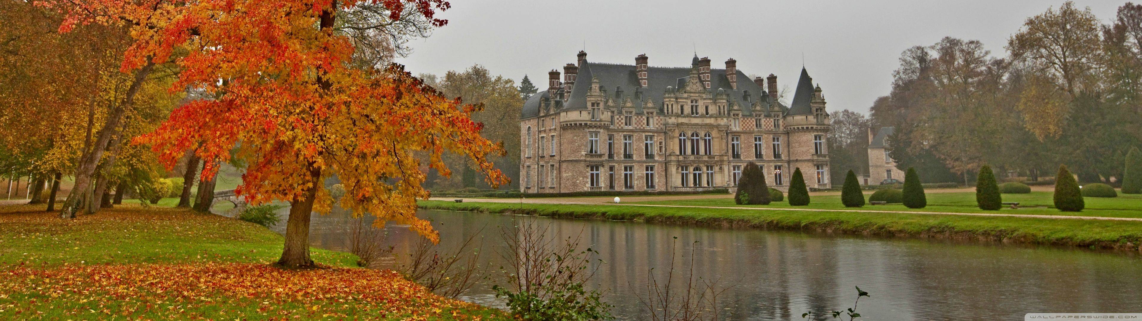 3840x1080 Fall Castle Wallpaper