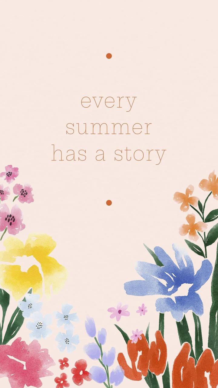 720x1279 Summer quote mobile wallpaper, watercolor. Free Photo for designer