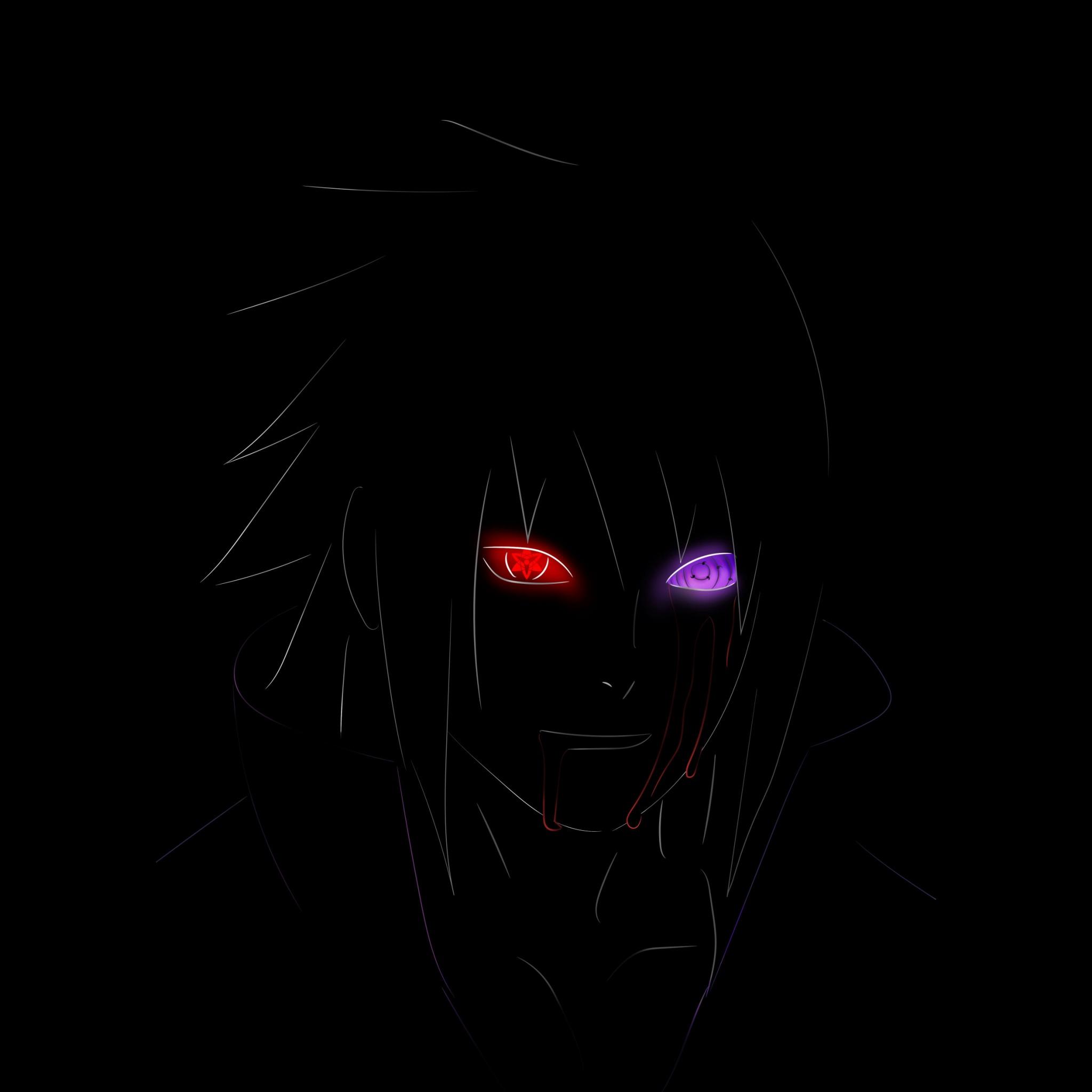 2048x2048 Sasuke Uchiha Wallpaper 4K, Naruto, AMOLED, Black background