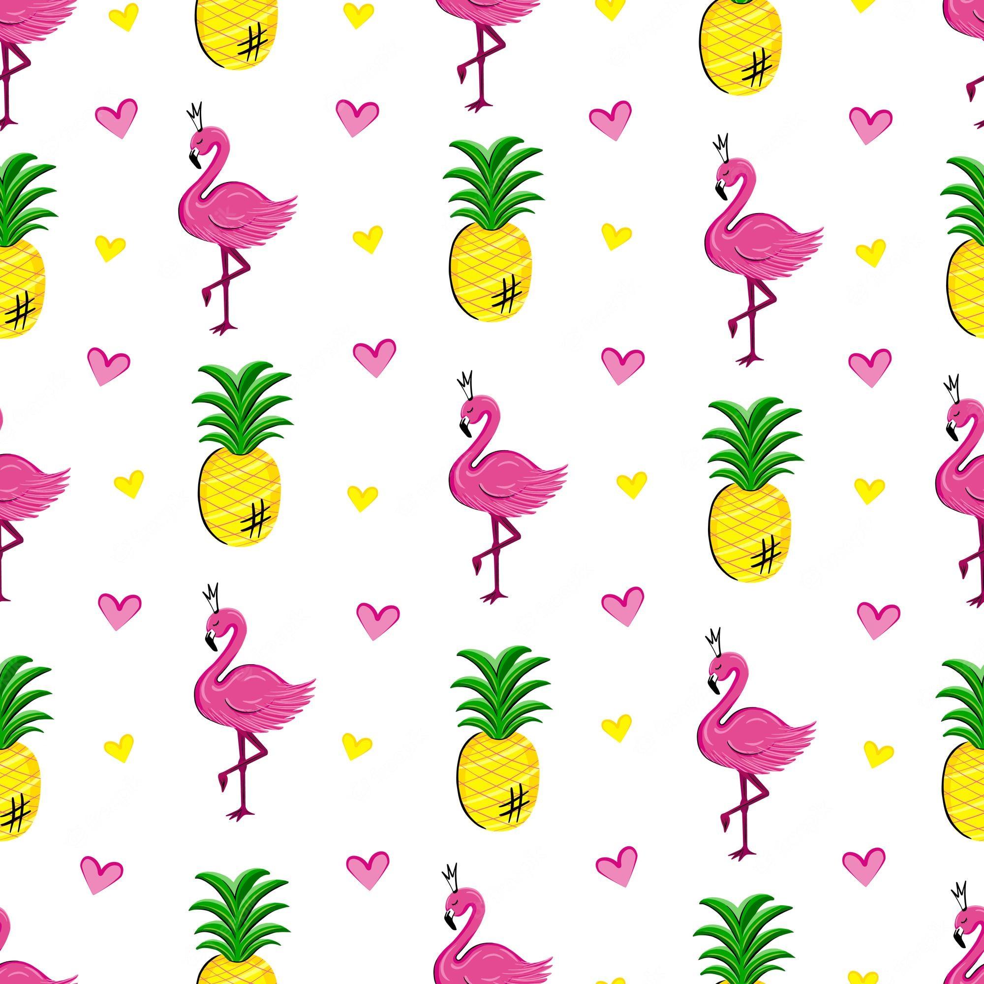 2000x2000 Premium Vector. Flamingo, pineapple seamless pattern. vector illustration