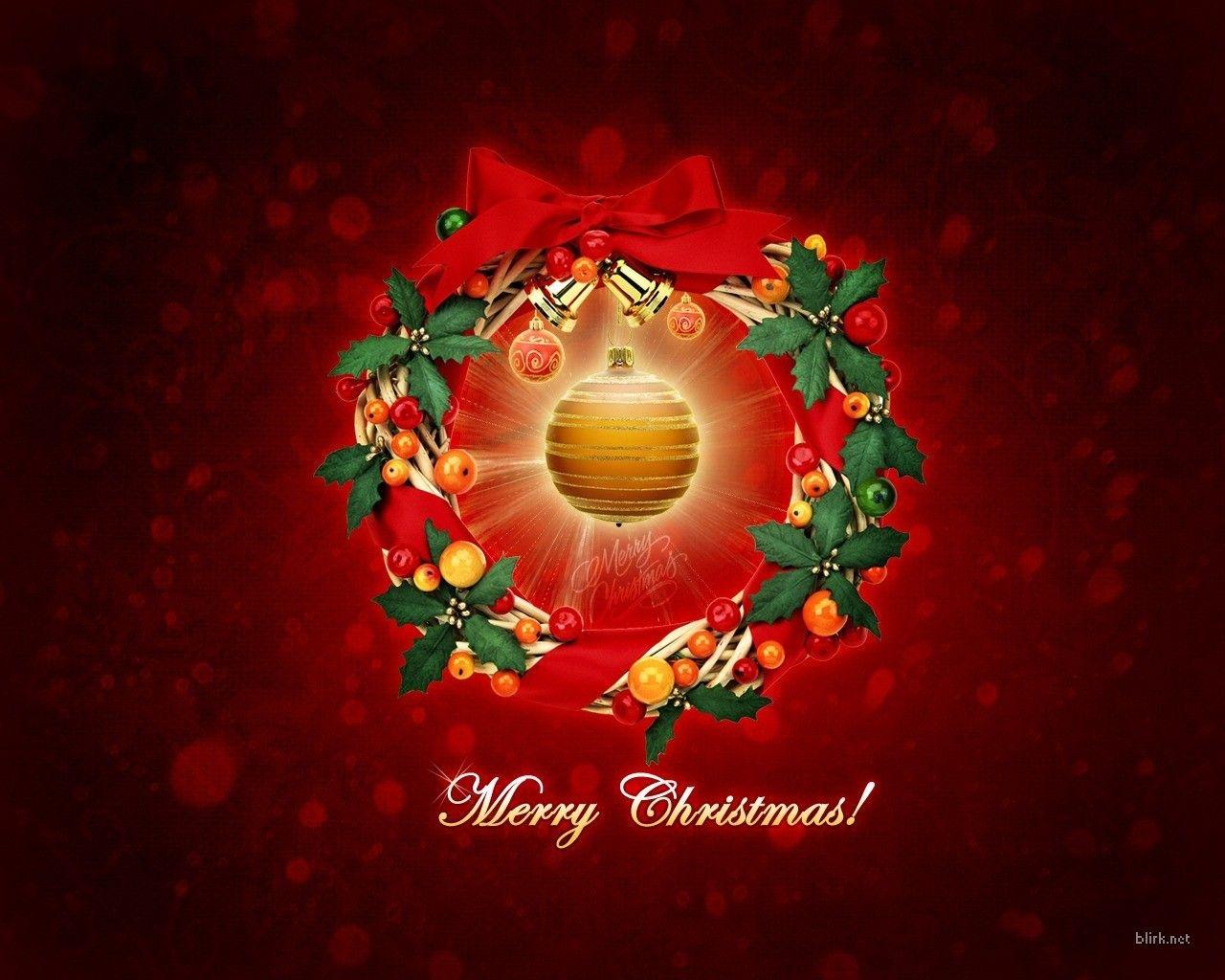 1280x1024 New year, Christmas, Wreath, Sphere, Congratulation wallpaper