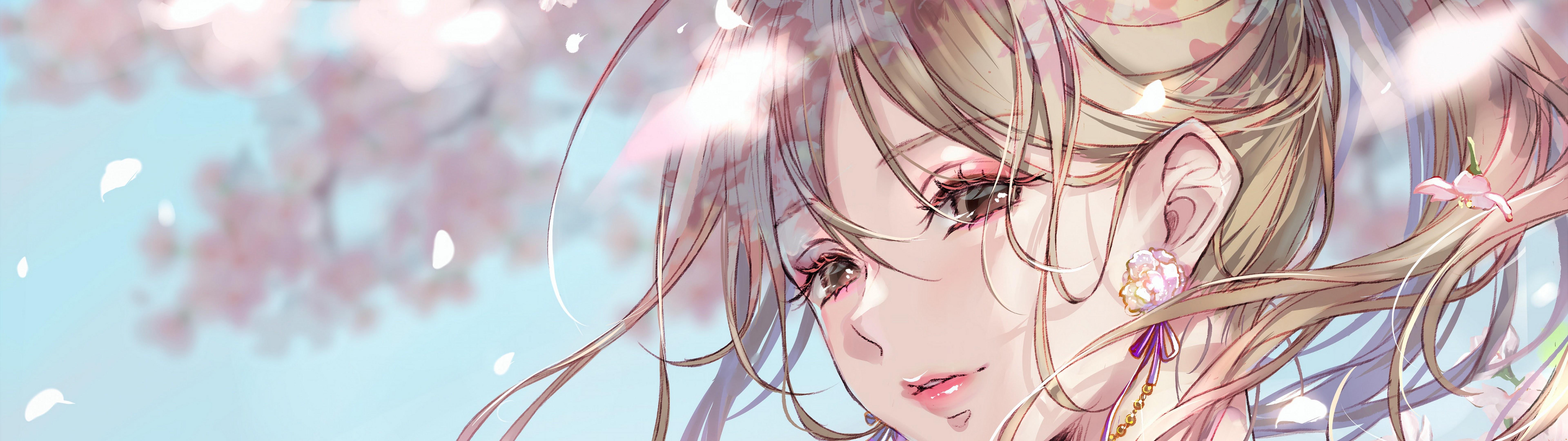 7680x2160 Beautiful Anime Girl 4K Wallpaper