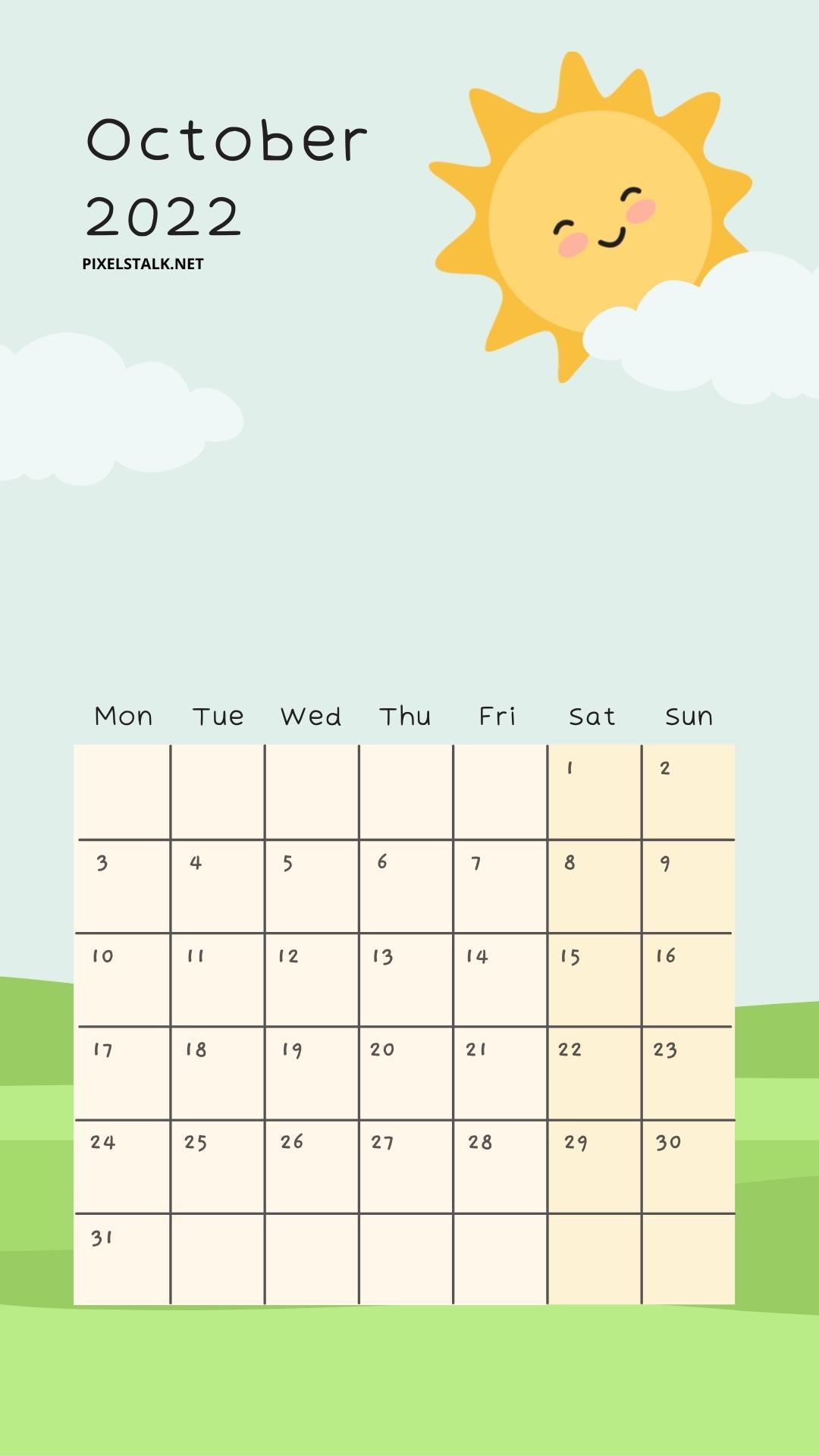 1080x1920 October 2022 Calendar Phone Wallpaper HD