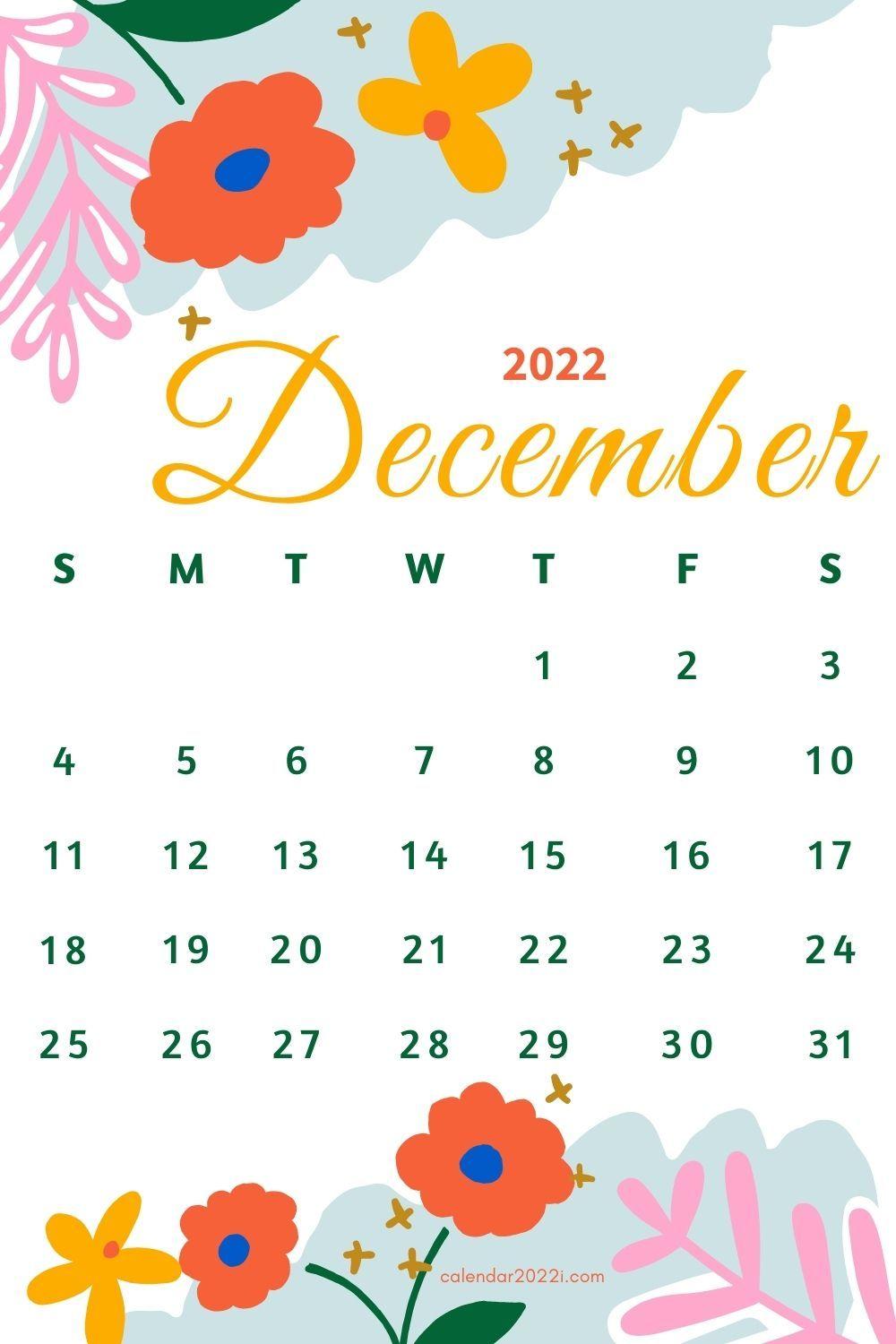 1000x1500 Floral December 2022 Calendar with Beautiful Flowers. Print calendar, Calendar printables, Free printable calender