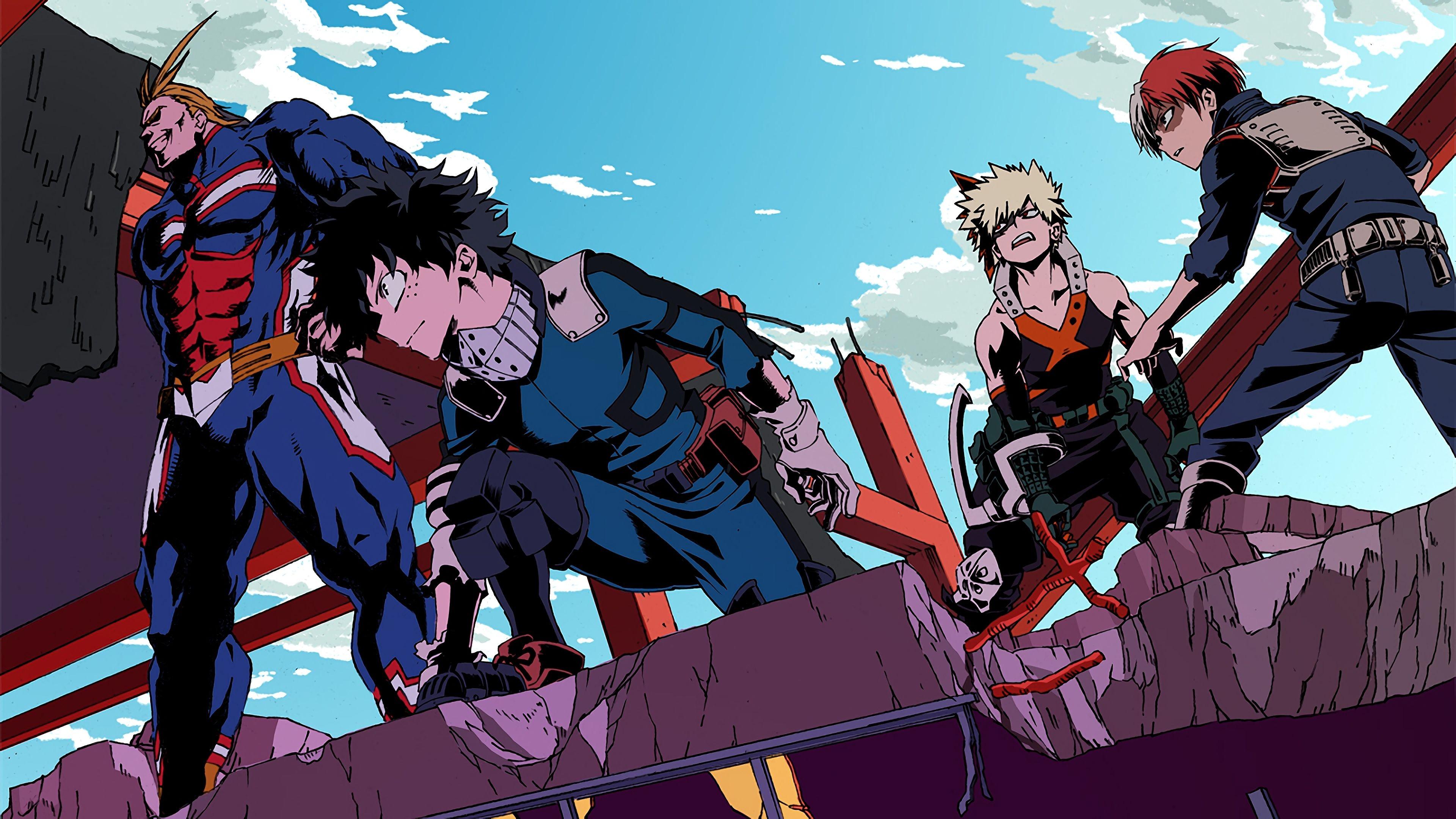 3840x2160 All Might / Izuku Midoriya / Katsuki Bakugo / Shoto Todoroki Hình nền 4k Ultra HD