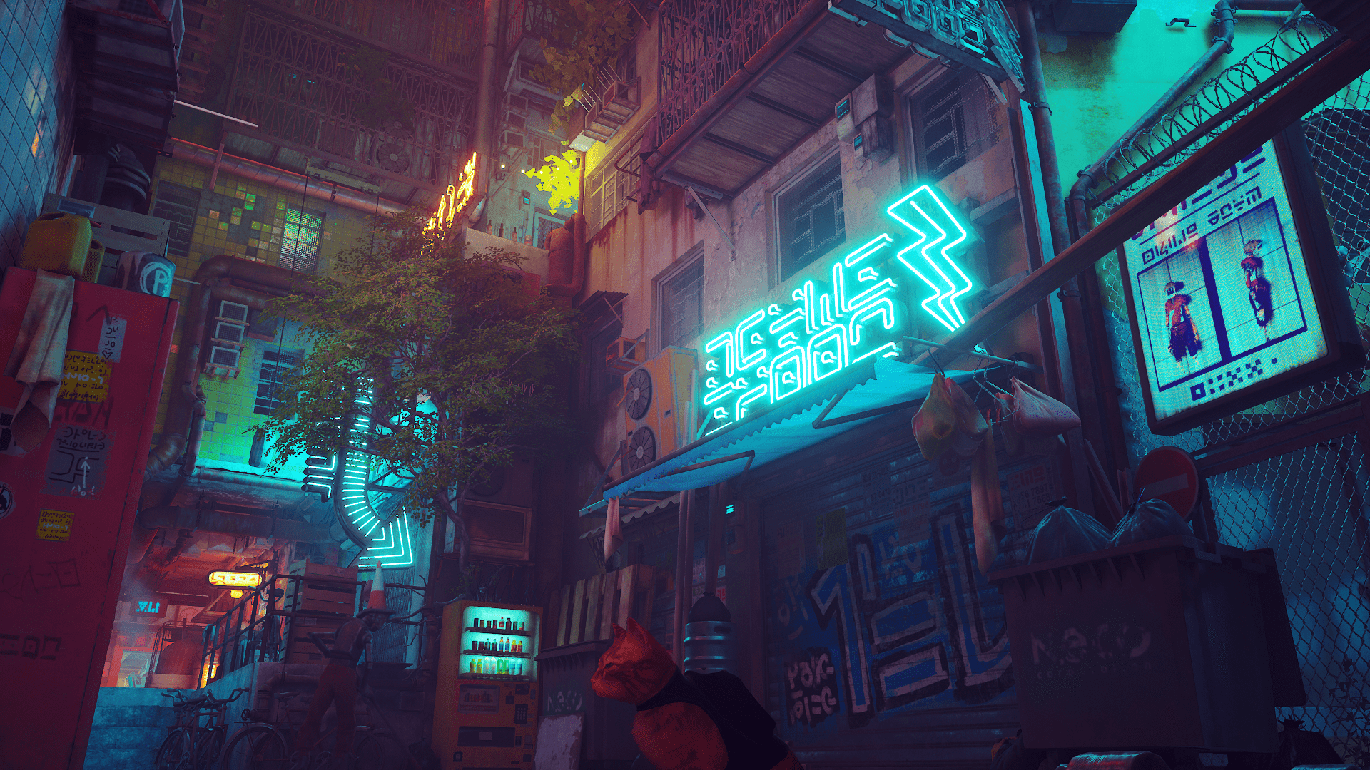 1920x1080 Stray Cyberpunk Illustration Video Game Art Screen Shot Video Games Wallpaper:1920x1080