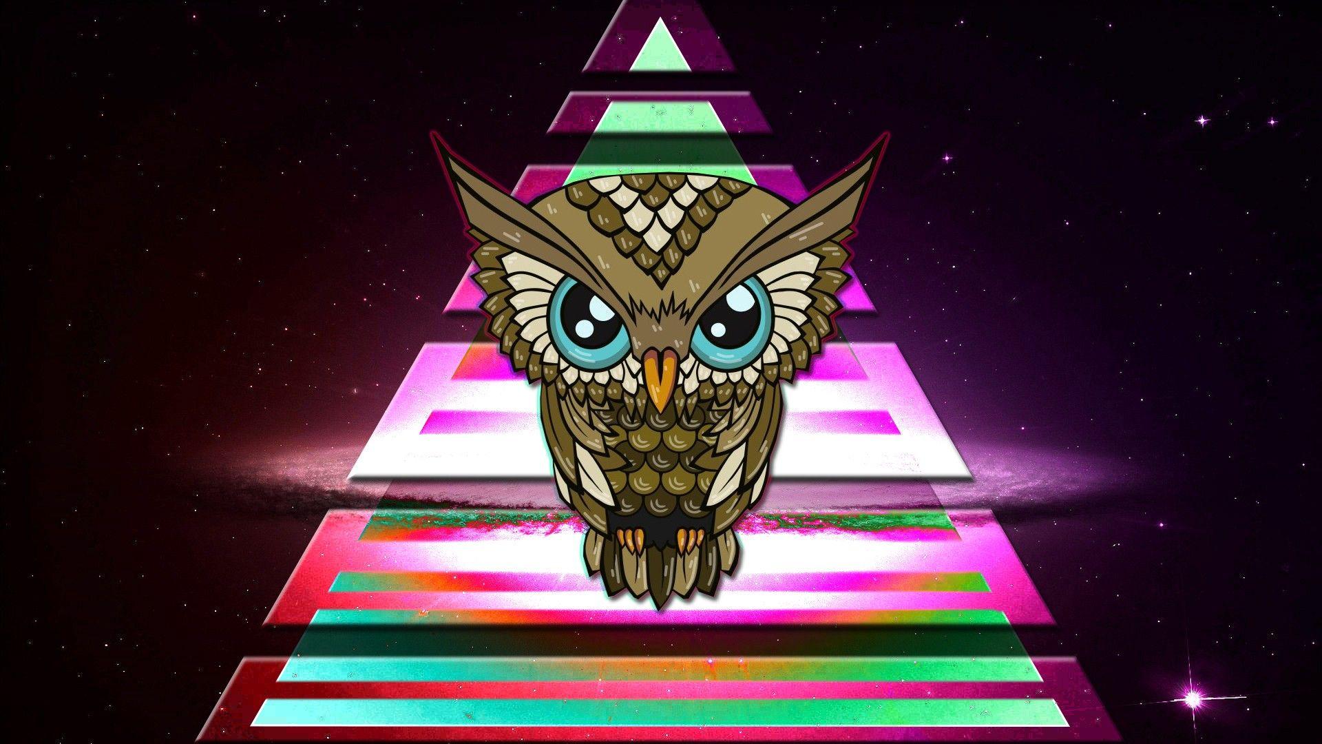 1920x1080 Illuminati, #space, #owl, #colorful, #triangle, wallpaper