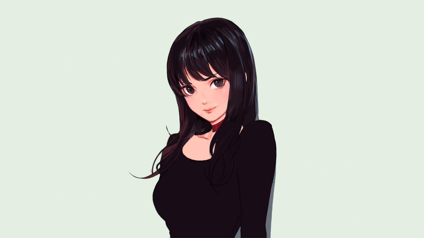 1366x768 anime girls, Black hair HD Wallpaper / Desktop and Mobile Image & Photo