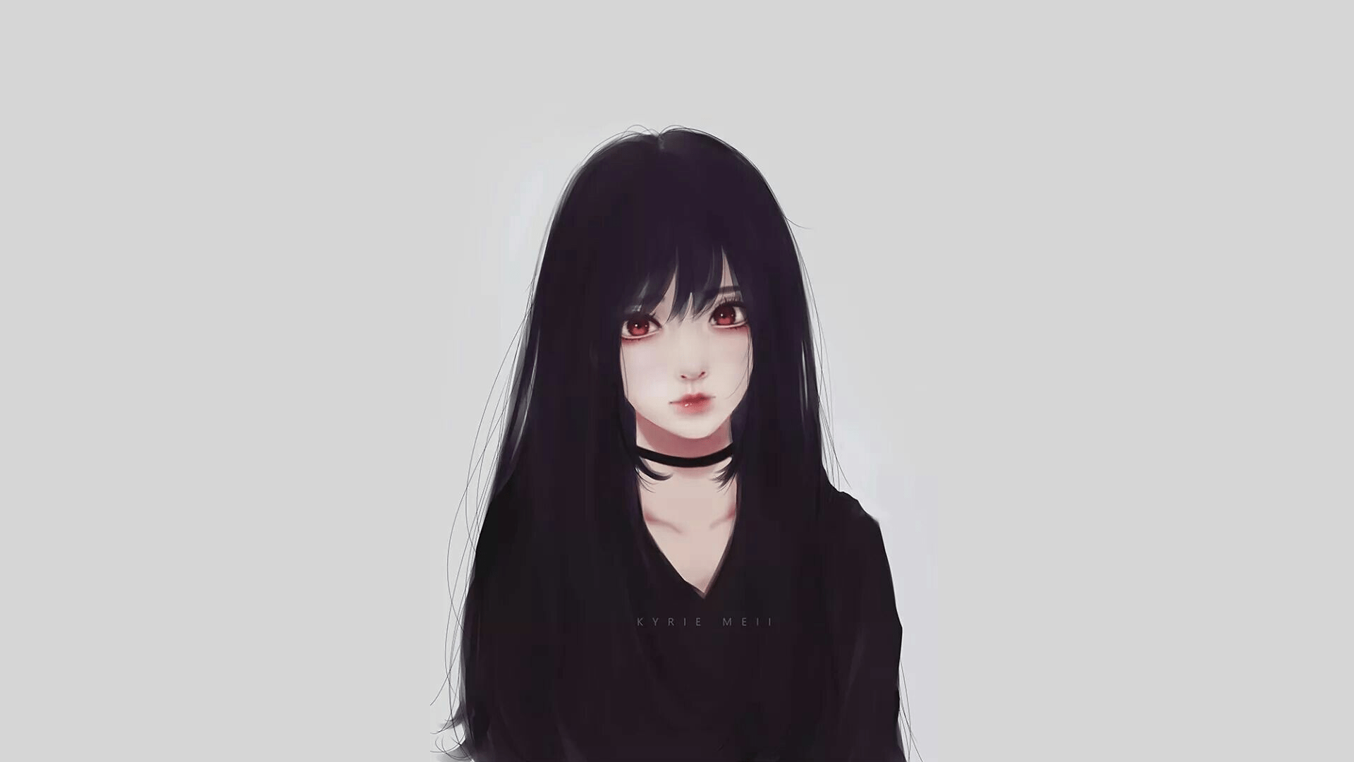 1920x1080 Wallpaper / anime, anime girls, black hair, Kyrie Meii, frontal view, looking at viewer free download