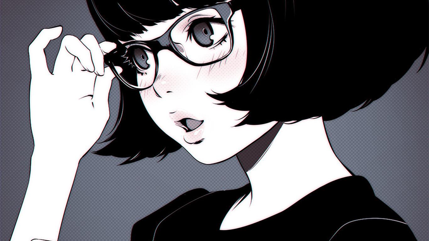 1366x768 Black And White Anime Girl Wallpaper HD
