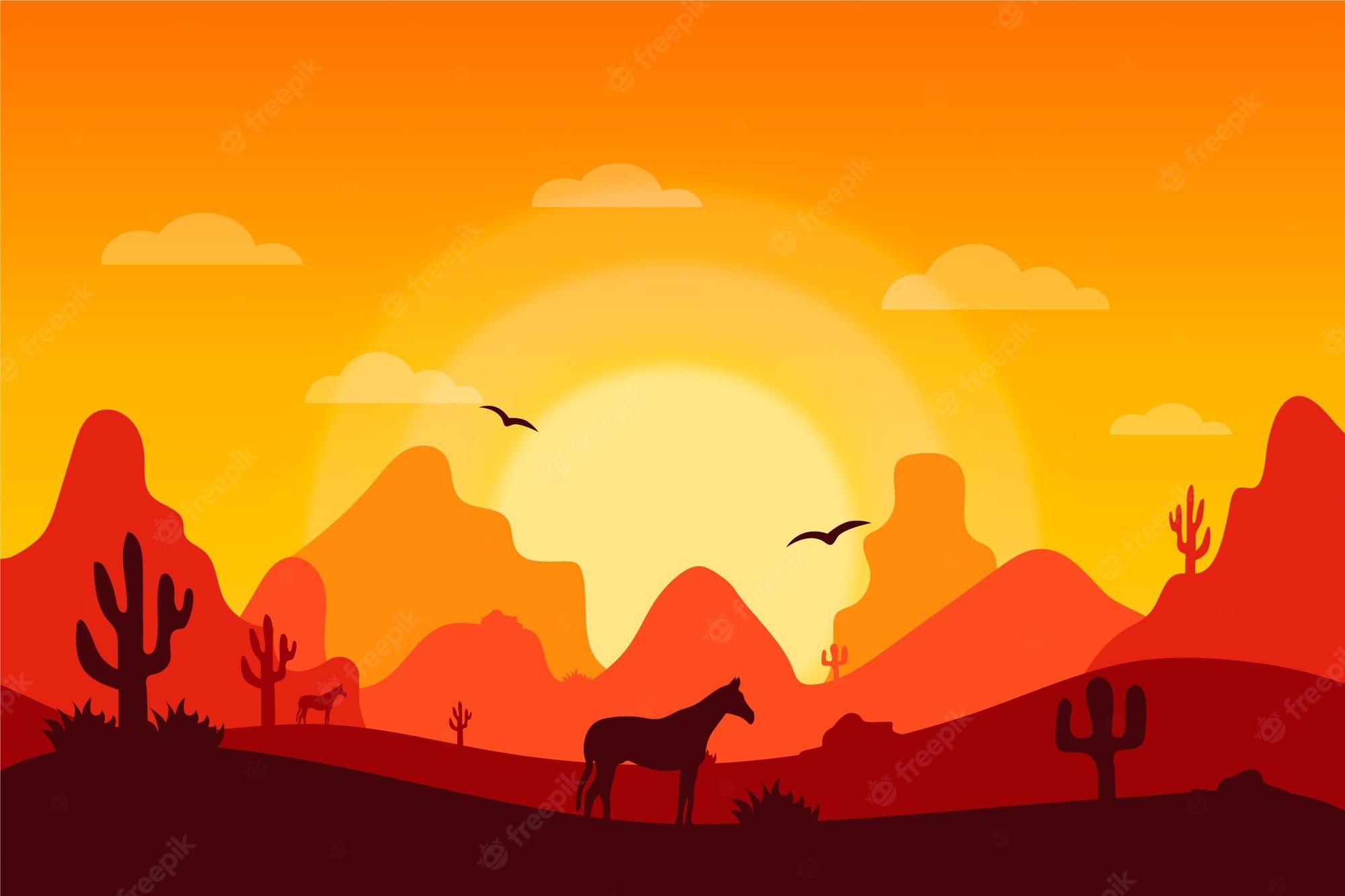 2000x1333 Desert Sunset Wallpaper Image. Free Vectors, & PSD