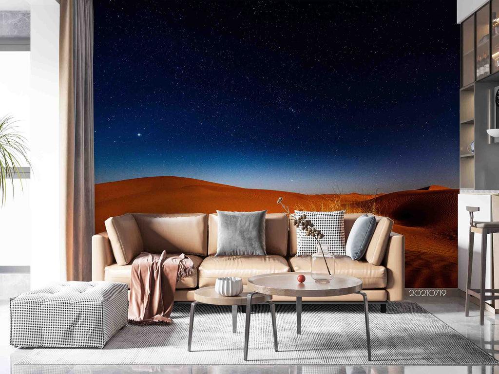 1024x768 3D Desert Starry Sky Sea Sunrise Wall Mural Wallpaper SWW3067