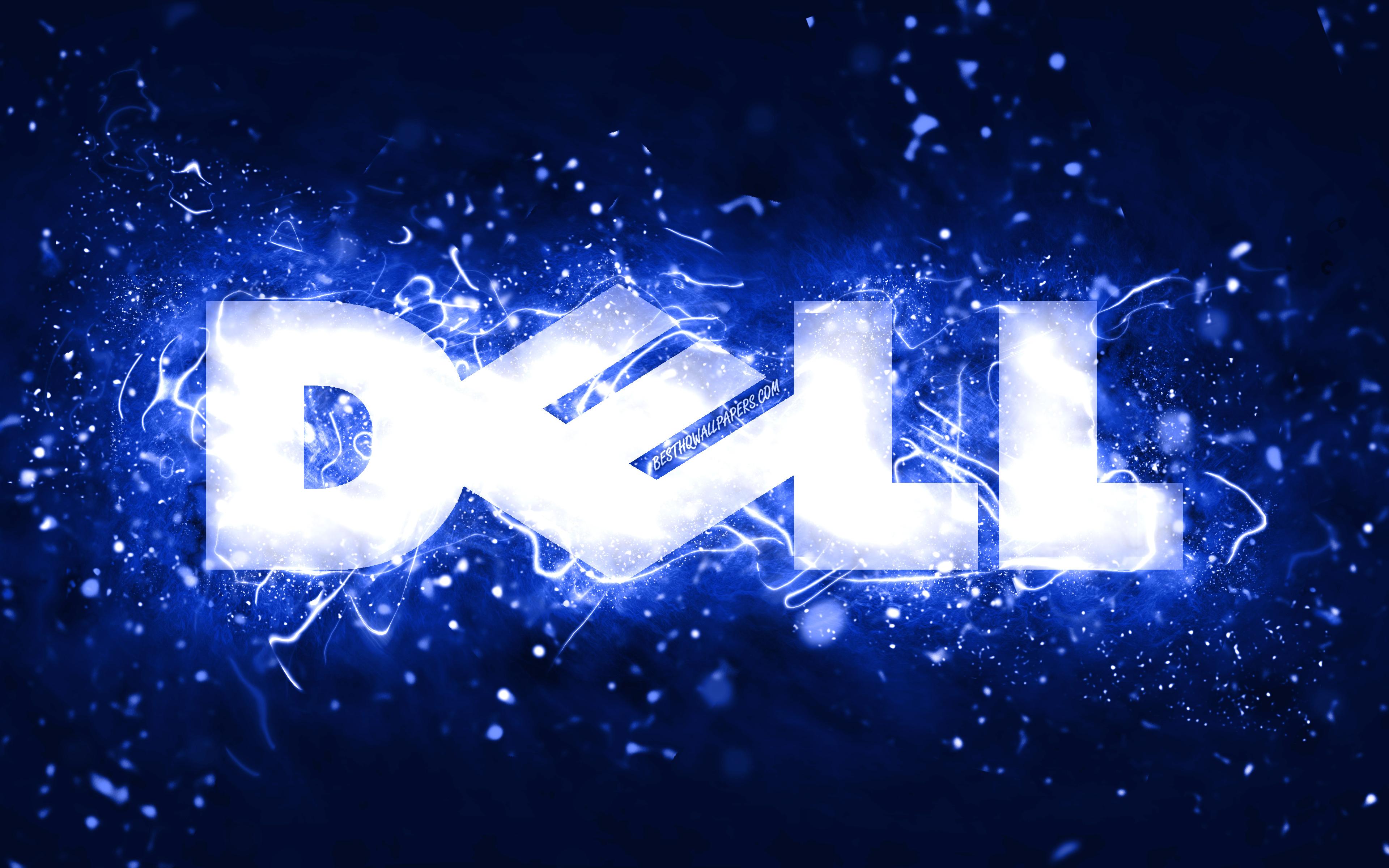 3840x2400 Download wallpaper Dell dark blue logo, 4k, dark blue neon lights, creative, dark blue abstract background, Dell logo, brands, Dell for desktop with resolution 3840x2400. High Quality HD picture wallpaper