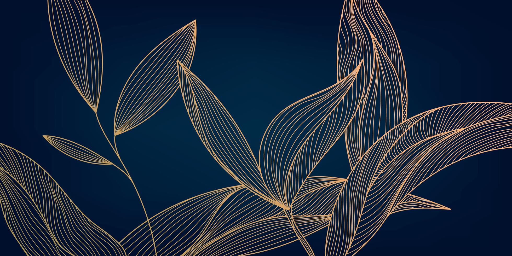 1959x980 Vector leaves botanical modern, art deco wallpaper background. Line design for interior design, textile patterns, textures, posters, package, wrappers, gifts