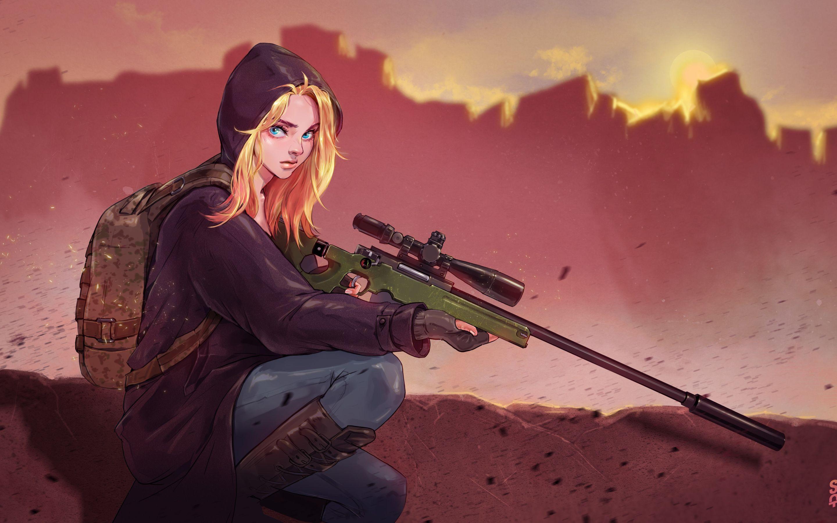 2880x1800 Pubg Game Girl Fanart Macbook Pro Retina HD 4k Wallpaper