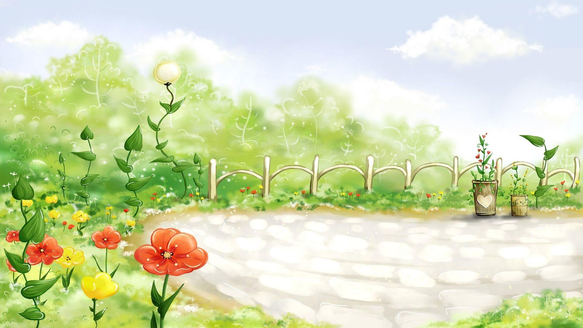 1920x1080 Cartoon Spring Wallpaper