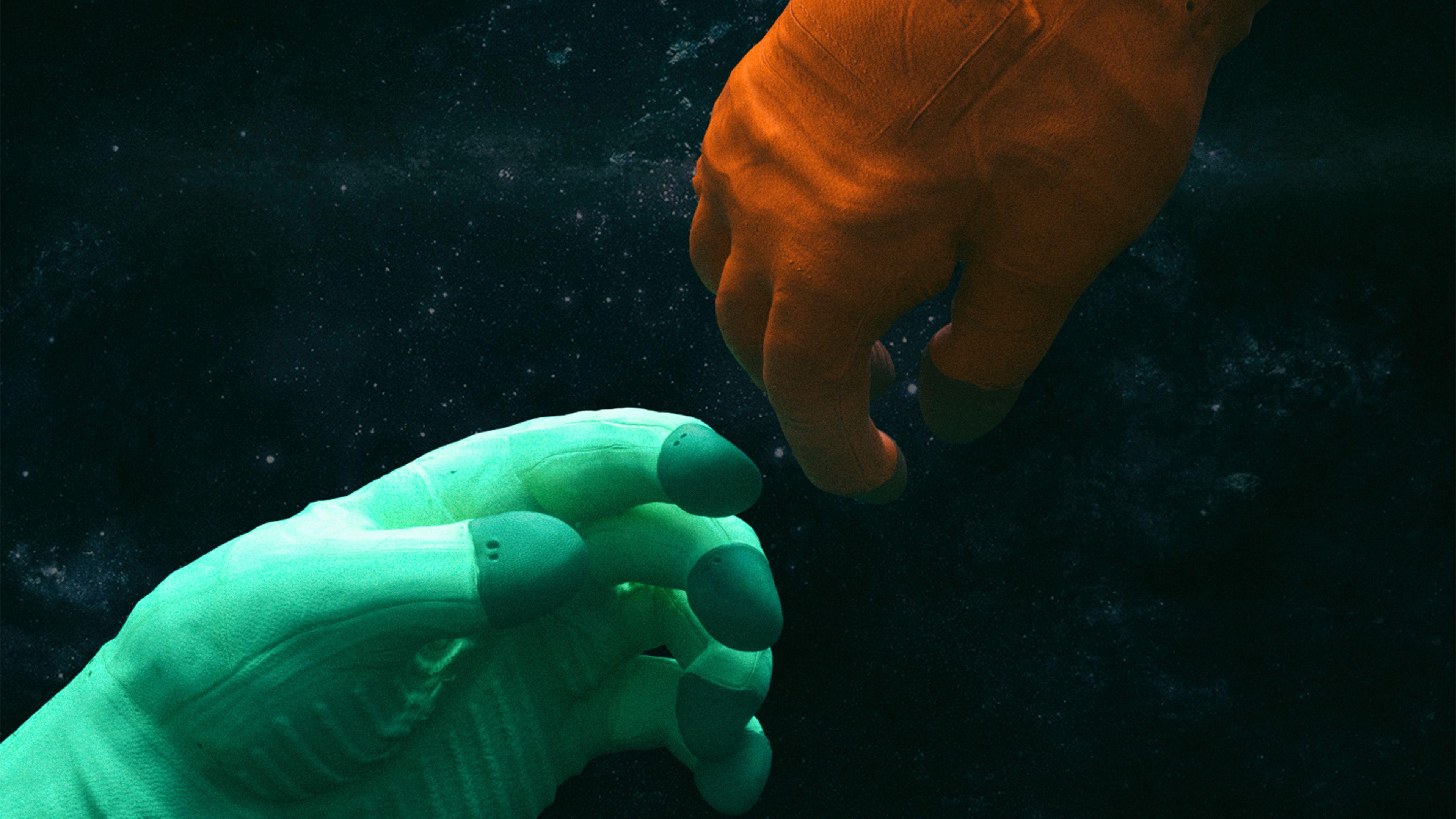 3840x2160 Shakehand Space Art Illustration Wallpaper