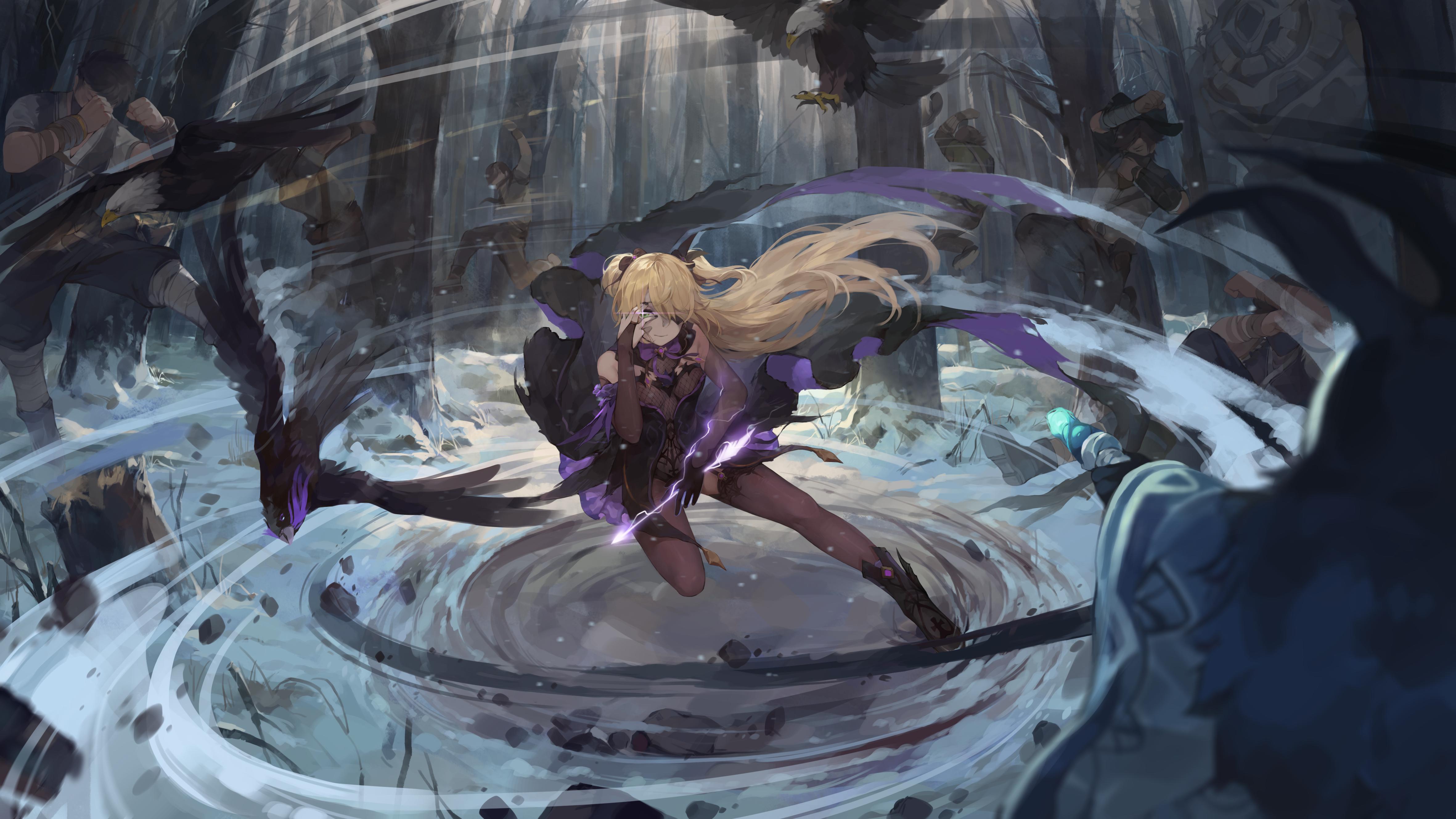 4724x2657 Anime wallpaper genshin impact fischl (genshin impact) oz (genshin impact) abyss mage (genshin impact) mushi c jun long hair 4724x2657 721105 en