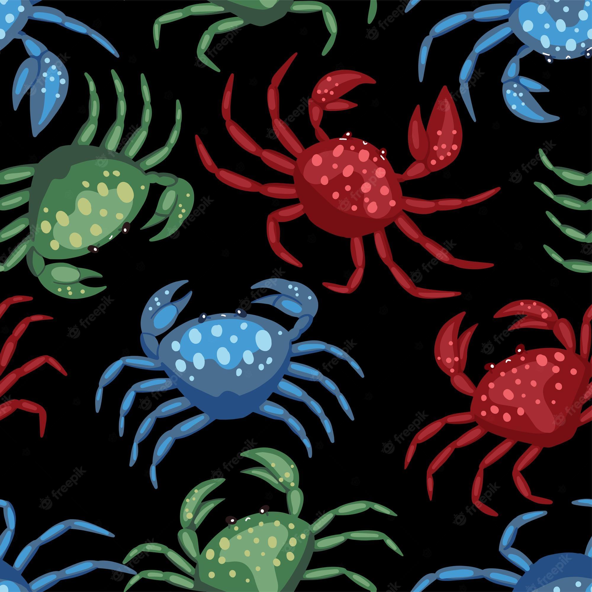 2000x2000 Premium Vector. Colorful crabs. abstract vector seamless pattern. colored cartoon ornament with sea animals. funny modern design for print, fabric, textile, background, wallpaper, decor