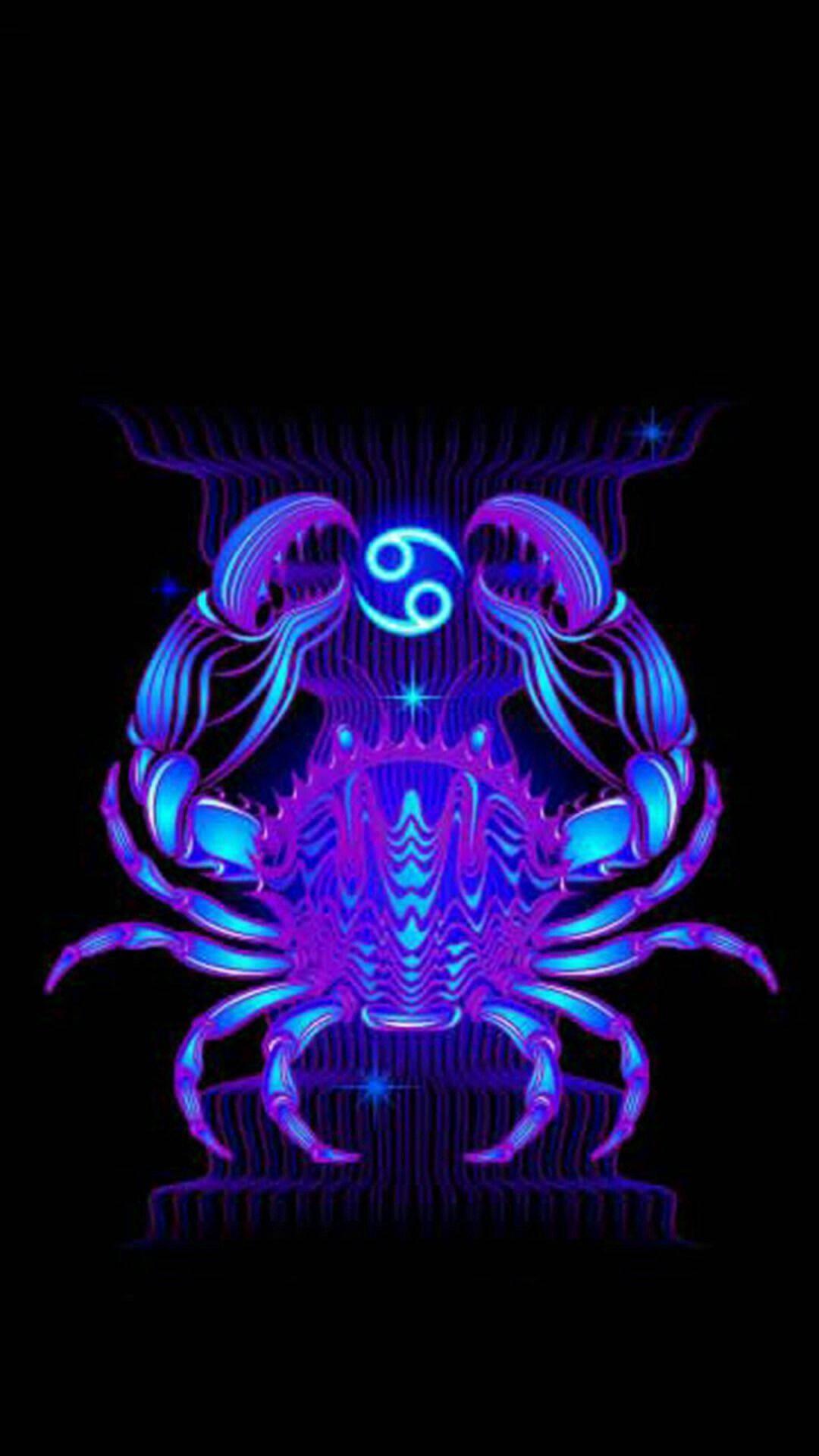 1080x1920 Download Cancer Zodiac Blue Violet Crab Wallpaper