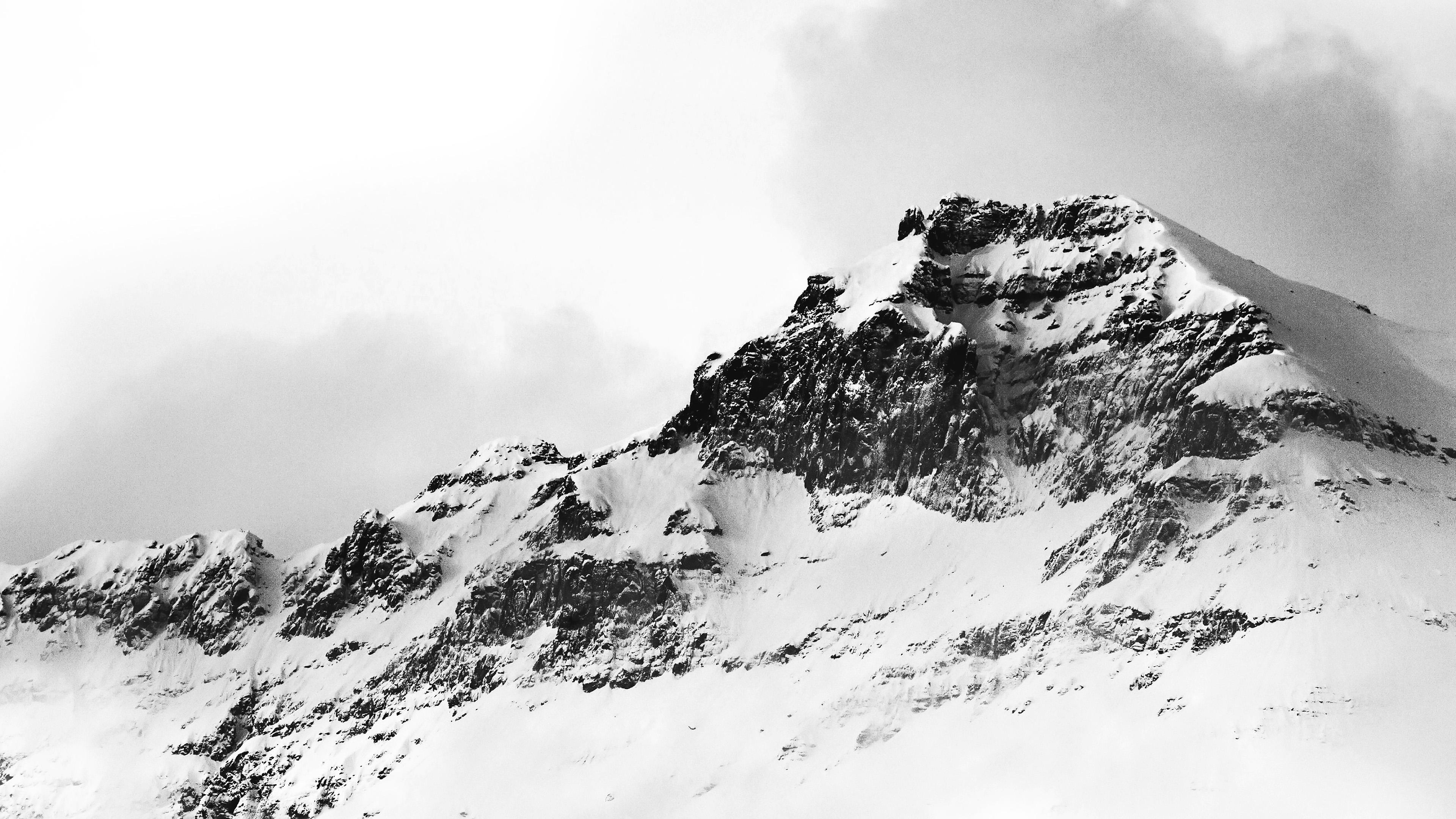 3840x2160 wallpaper for desktop, laptop. mountain white snow winter minimal bw