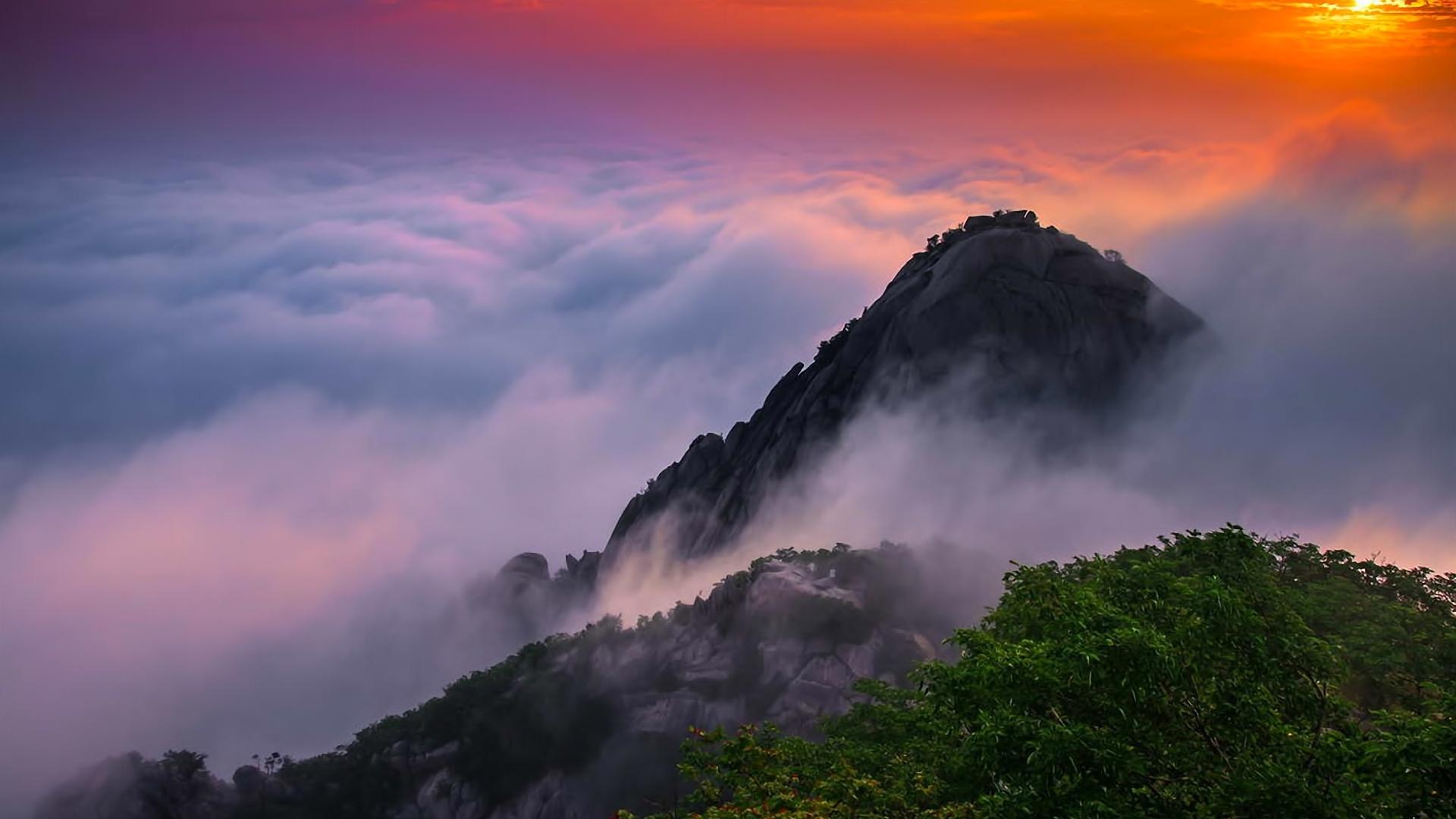 1920x1080 Beauty clouds Korea landscape mountains sunrise