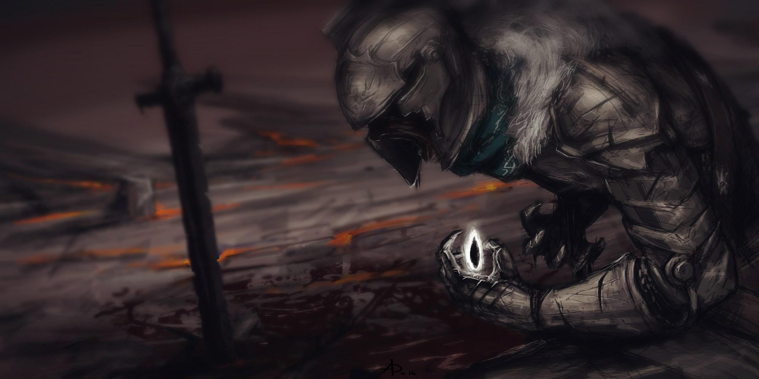 2560x1280 fantasy art, knight, Dark Souls II, Dark Souls, darkness, screenshot, computer wallpaper, fictional character Gallery HD Wallpaper