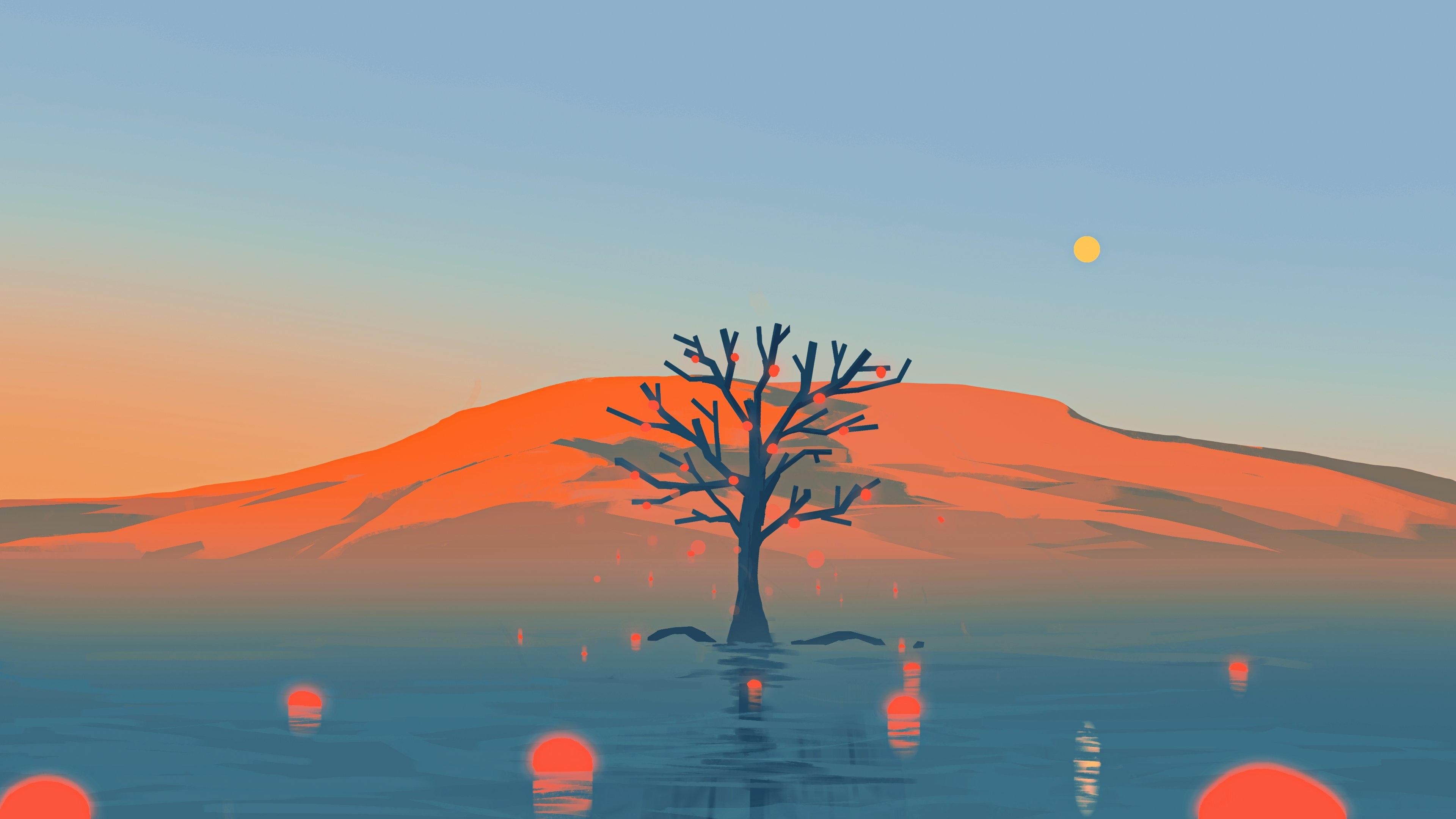 3840x2160 4k Minimalist Artistic Landscape Tree Wallpaper, HD Artist 4K Wallpaper, Image, Photo and Background