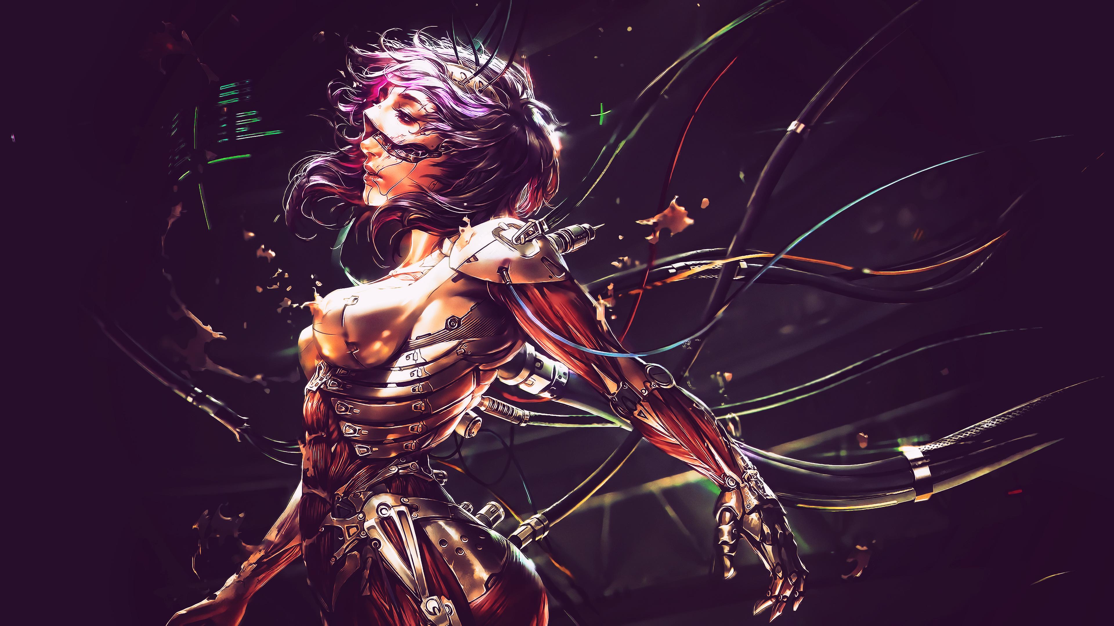 3840x2160 Sci Fi Cyberpunk Cyborg Girl 4K Wallpaper