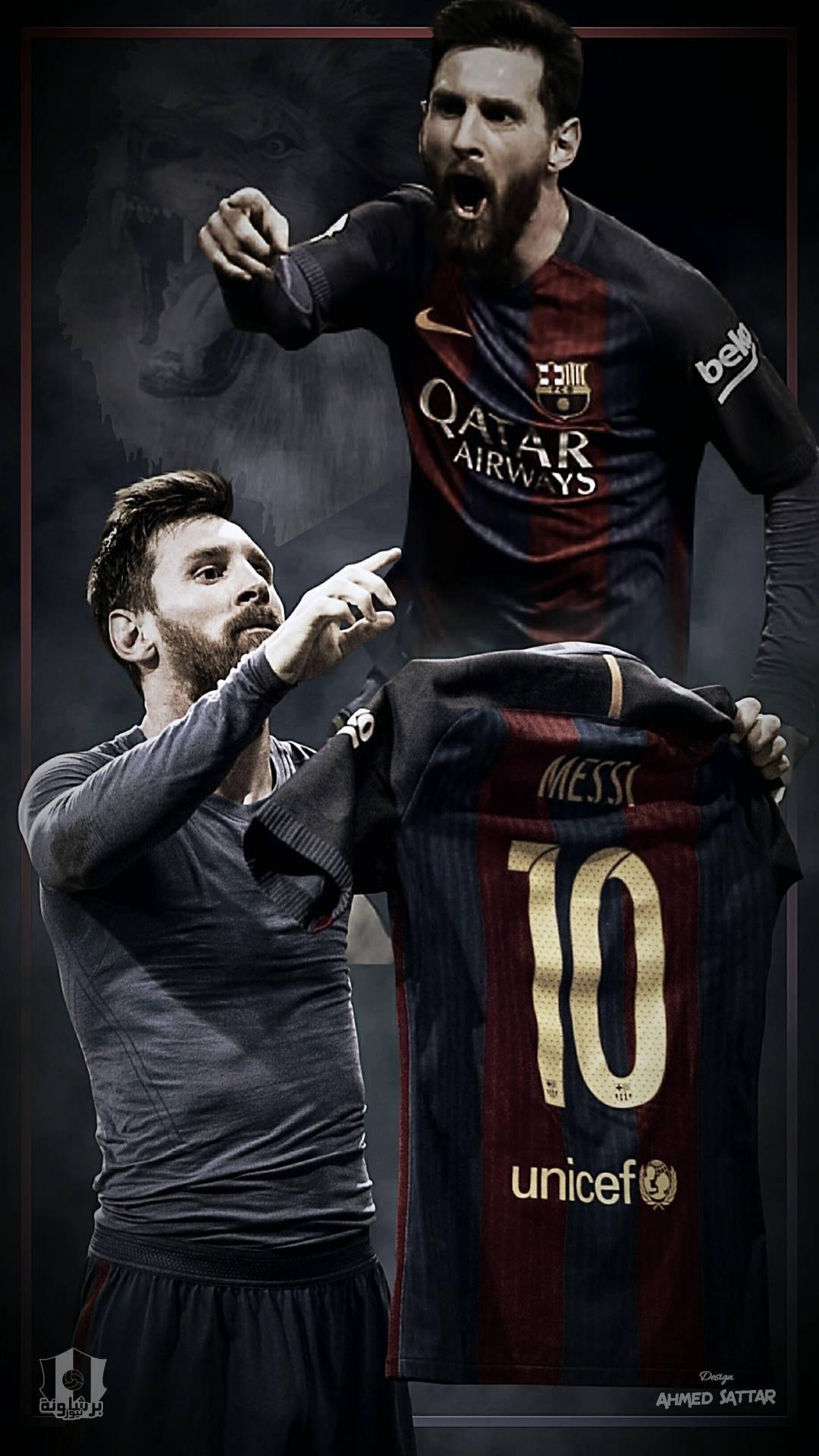 1080x1920 Download The Great Leo Messi Roars in Excitement Wallpaper