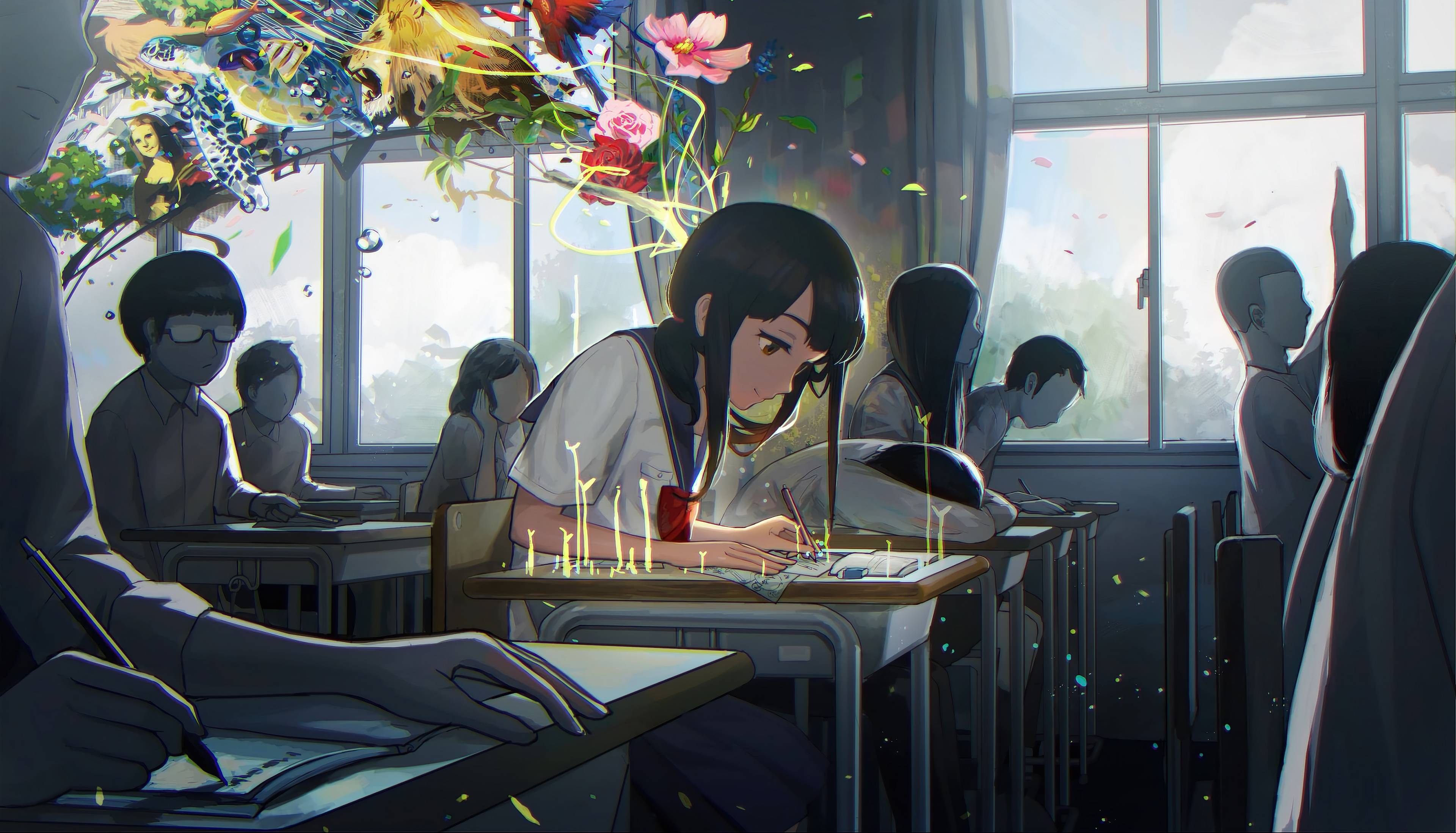 3840x2198 Anime Girl In Art Class, HD Anime, 4k Wallpaper, Image, Background, Photo and Picture