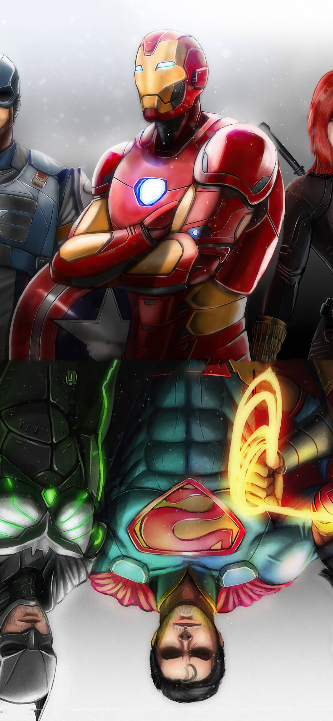 1125x2436 Old And New Avengers And Justice League iPhone XS, iPhone iPhone X HD 4k Wallpaper, Image, Background, Photo and Picture